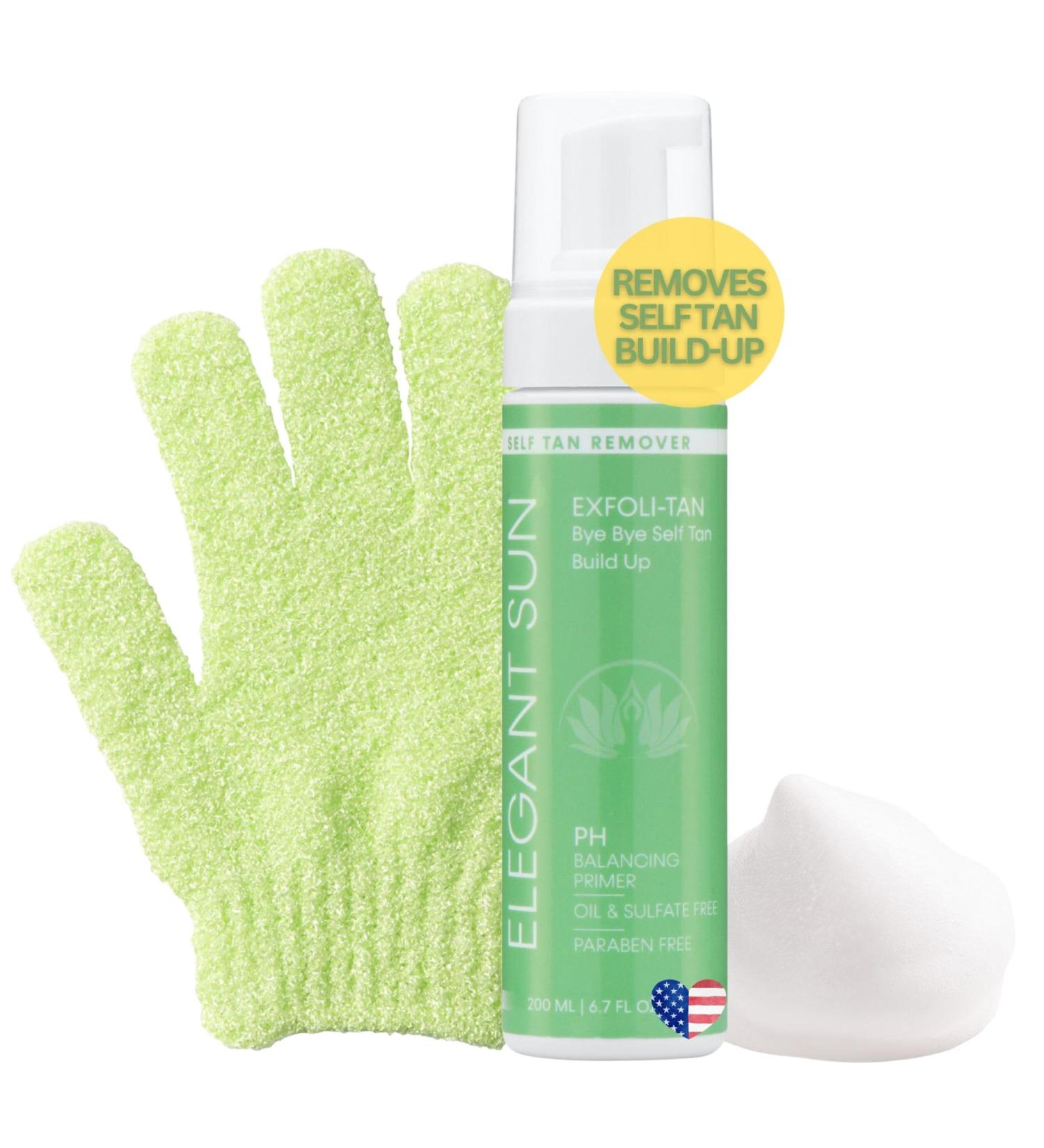 EXFOLI-TAN Mousse | Gentle Exfoliating Wash & Mitt for Flawless Self Tan Prep | Foaming Fake Tan Smoothing Exfoliator & Spray Tan Remover - Buy Online on GoSupps.com