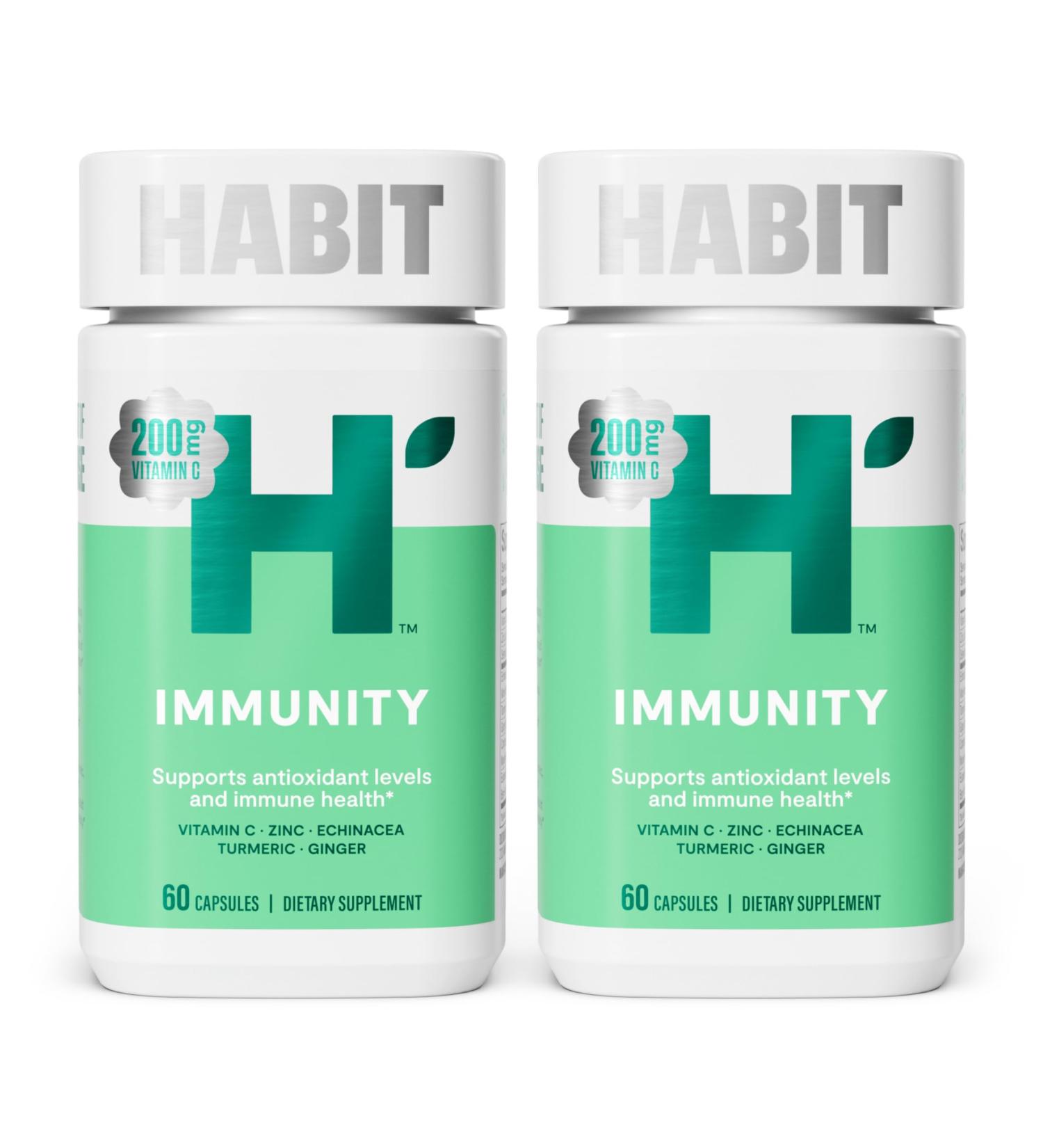 Habit Immunity Supplement 2 Pack (120 Capsules) - New Look Echinacea Elderberry Turmeric Zinc Blend to Support Immune Health and Antioxidant Levels Vegan Non-GMO Dual Pack - Buy Online on GoSupps.com