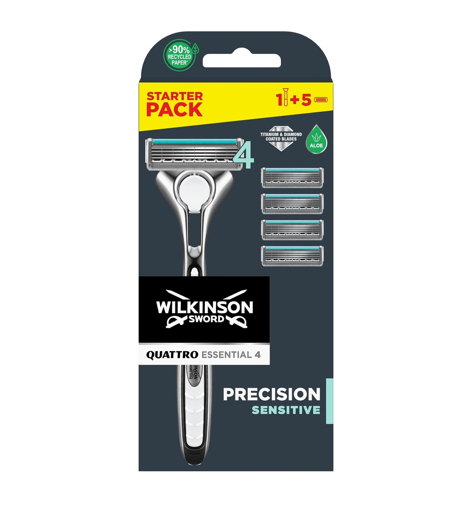 Wilkinson Sword Quattro Titanium Sensitive Razors - 4 Blades + 1 Bonus | International Shipping Available - Buy Online on GoSupps.com
