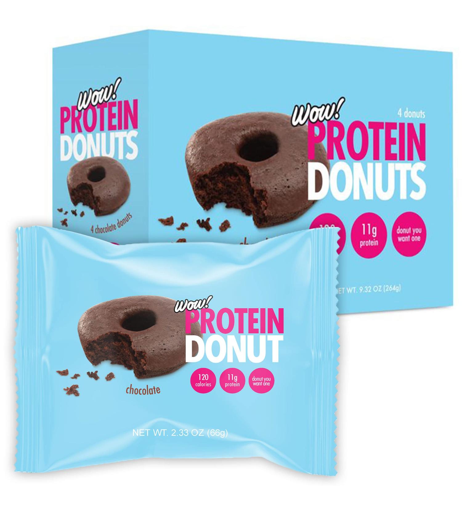 Wow! Protein Donuts - High Protein, Low Carb, Low Calorie & Low Sugar Snack (Chocolate, Pack of 4) - Buy Online on GoSupps.com