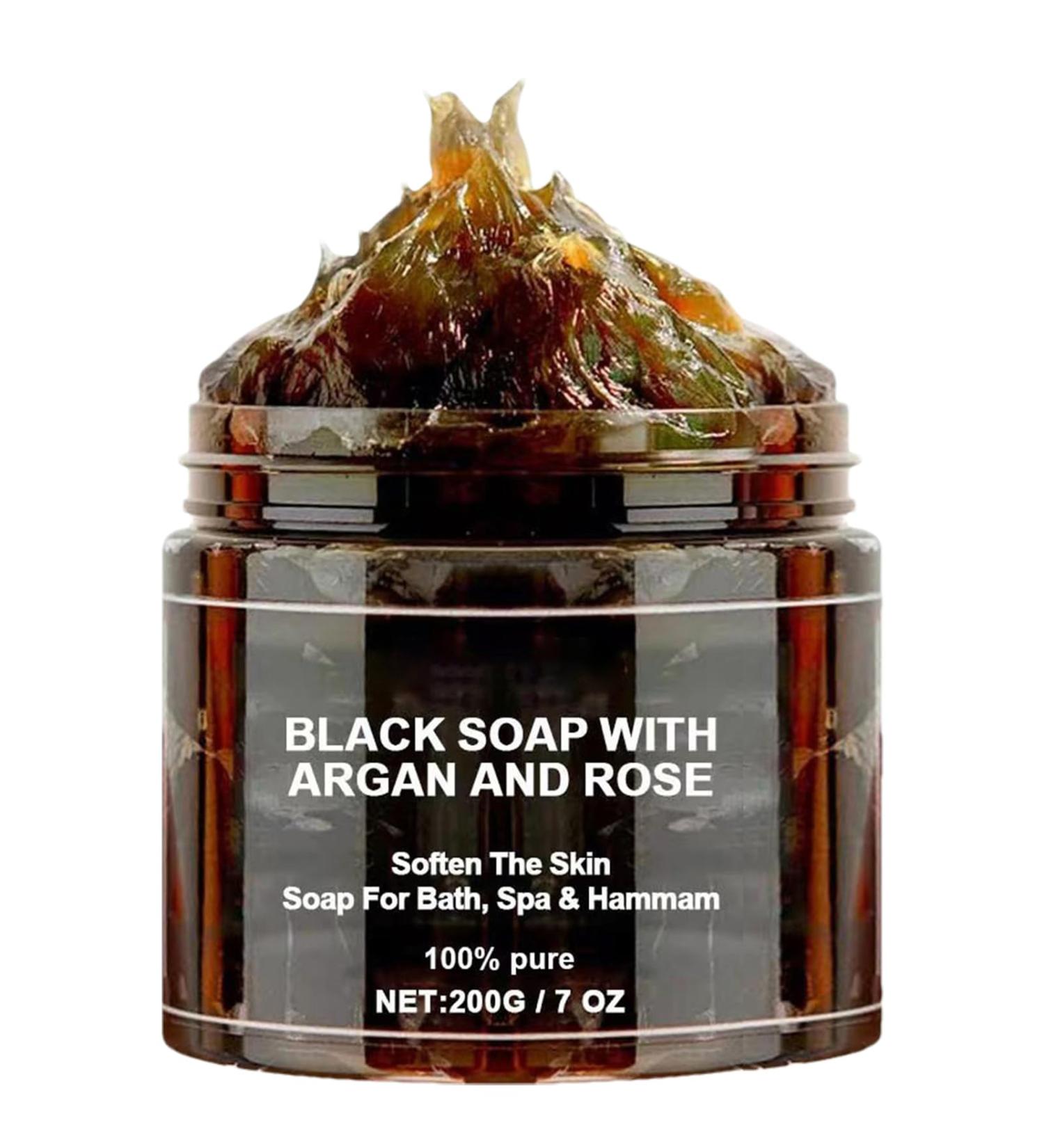 Olive Oil Black Soap 200g Natural Moroccan Soap Camping Cleansing Soap Hydrating Skin Soap Skin Brightening Soap Refreshing Black Soap for Women Men Travel Home Business Trips - Buy Online on GoSupps.com