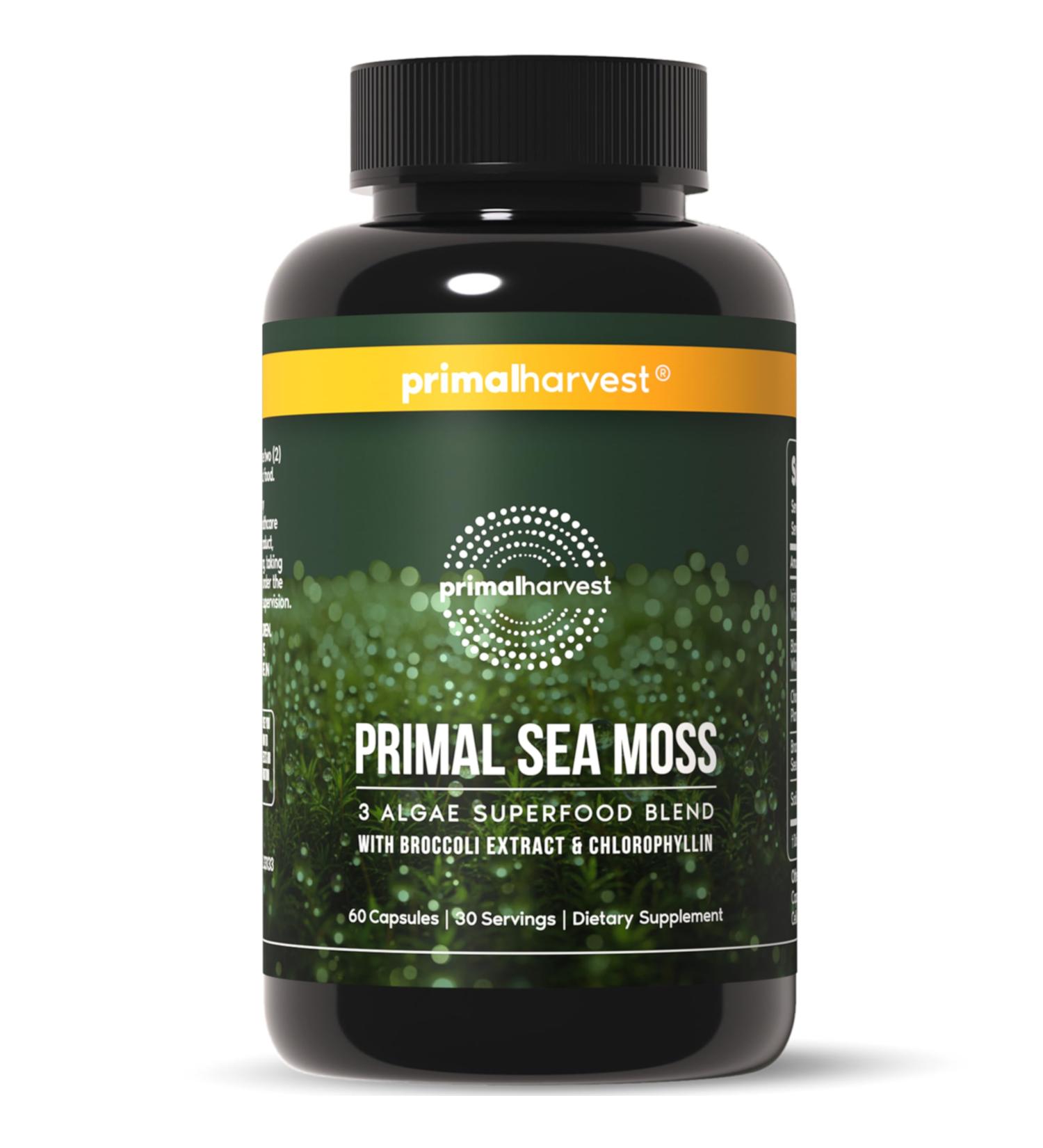 Primal Harvest Sea Moss Capsules with Bladderwack and Irish Sea Moss Chlorella Broccoli Seed Extract Plant-Based Supplements for Adults - Buy Online on GoSupps.com