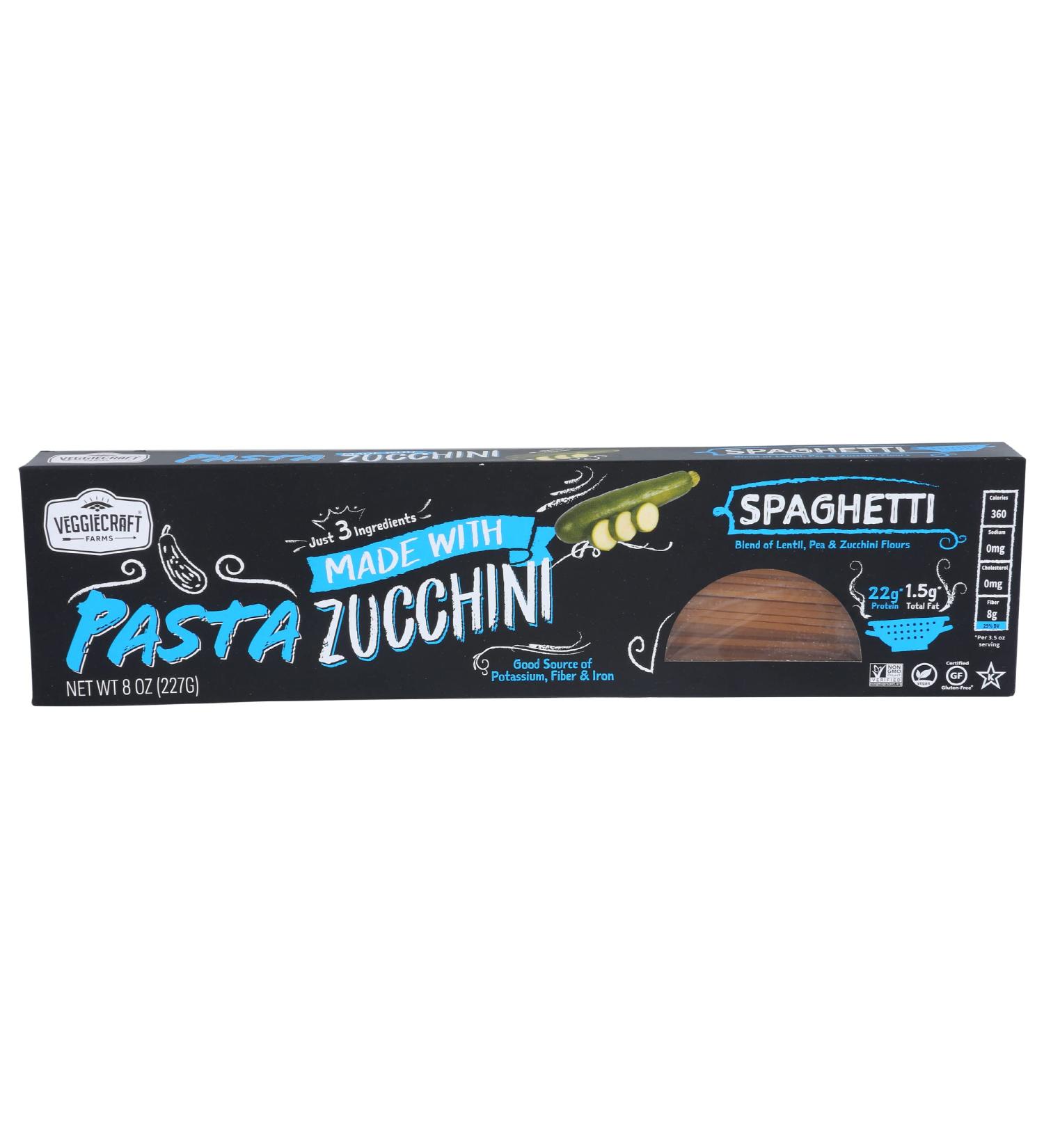 Veggiecraft Farms Lentil, Pea & Zucchini Spaghetti Pasta - Gluten-Free, Vegan, Kosher - Non-GMO, 8 Oz - Buy Online on GoSupps.com
