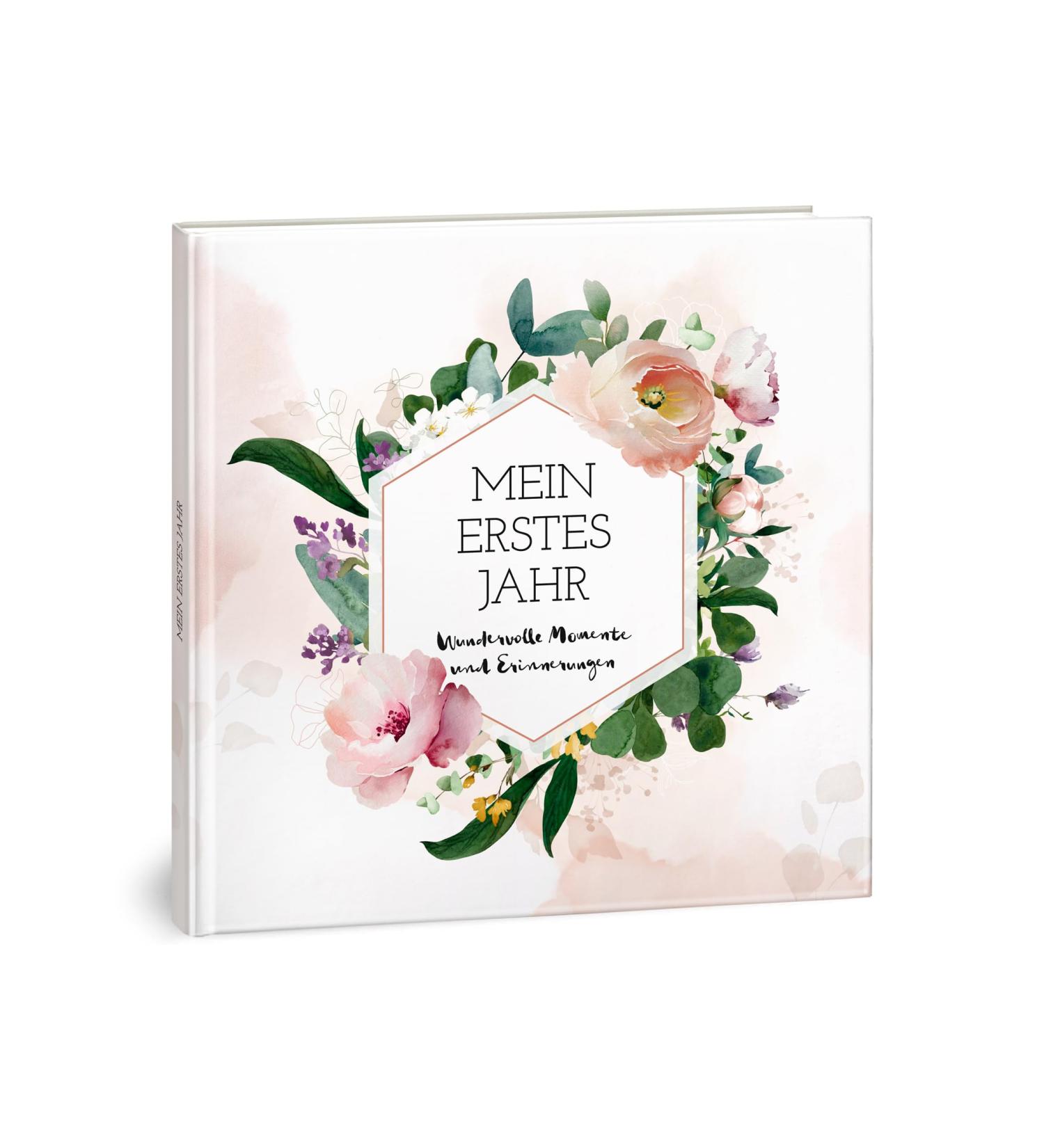 Baby Album My First Year - Beautiful Memory Book for Newborns | Ideal Gift for Birth | Pink Flowers Design - Buy Online on GoSupps.com