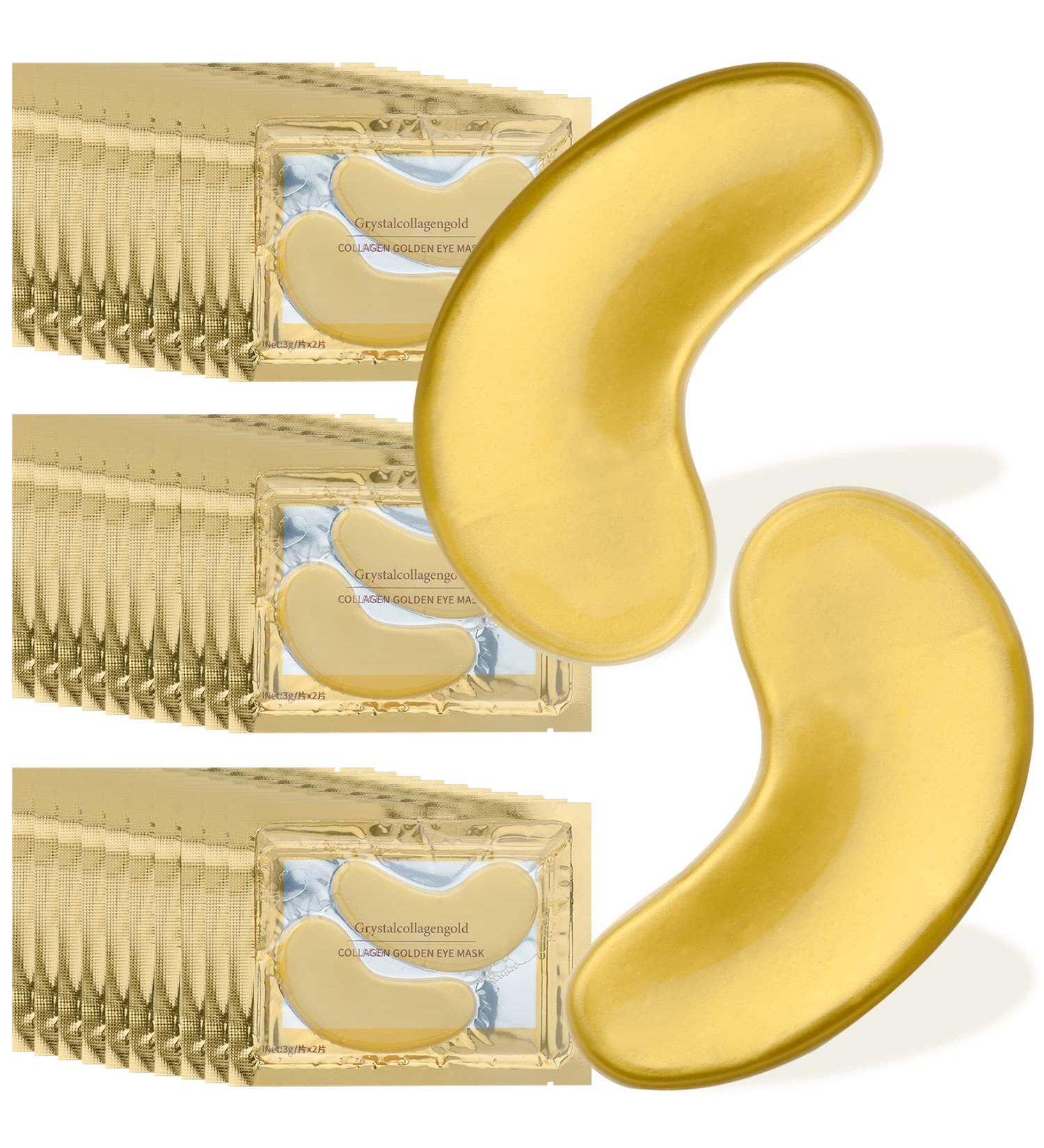 Nielies 24K Collagen Eye Pads - 30 Pairs for Anti-Aging, Dark Circles, Puffiness, Hydration, Blackhead Removal, and Wrinkle Reduction - Gold Eye Patches for Women and Men - Buy Online on GoSupps.com