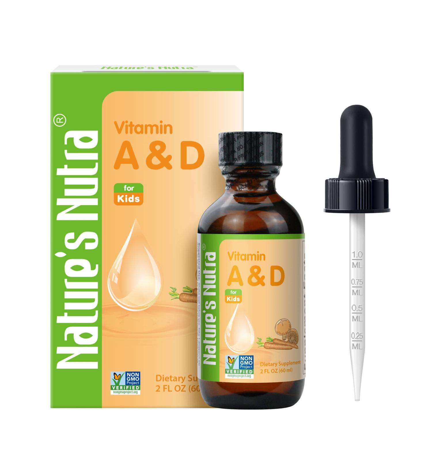 Nature's Nutra Premium Liquid Vitamin A&D for Kids, Non-GMO Kosher - 2 Fl Oz - Buy Online on GoSupps.com