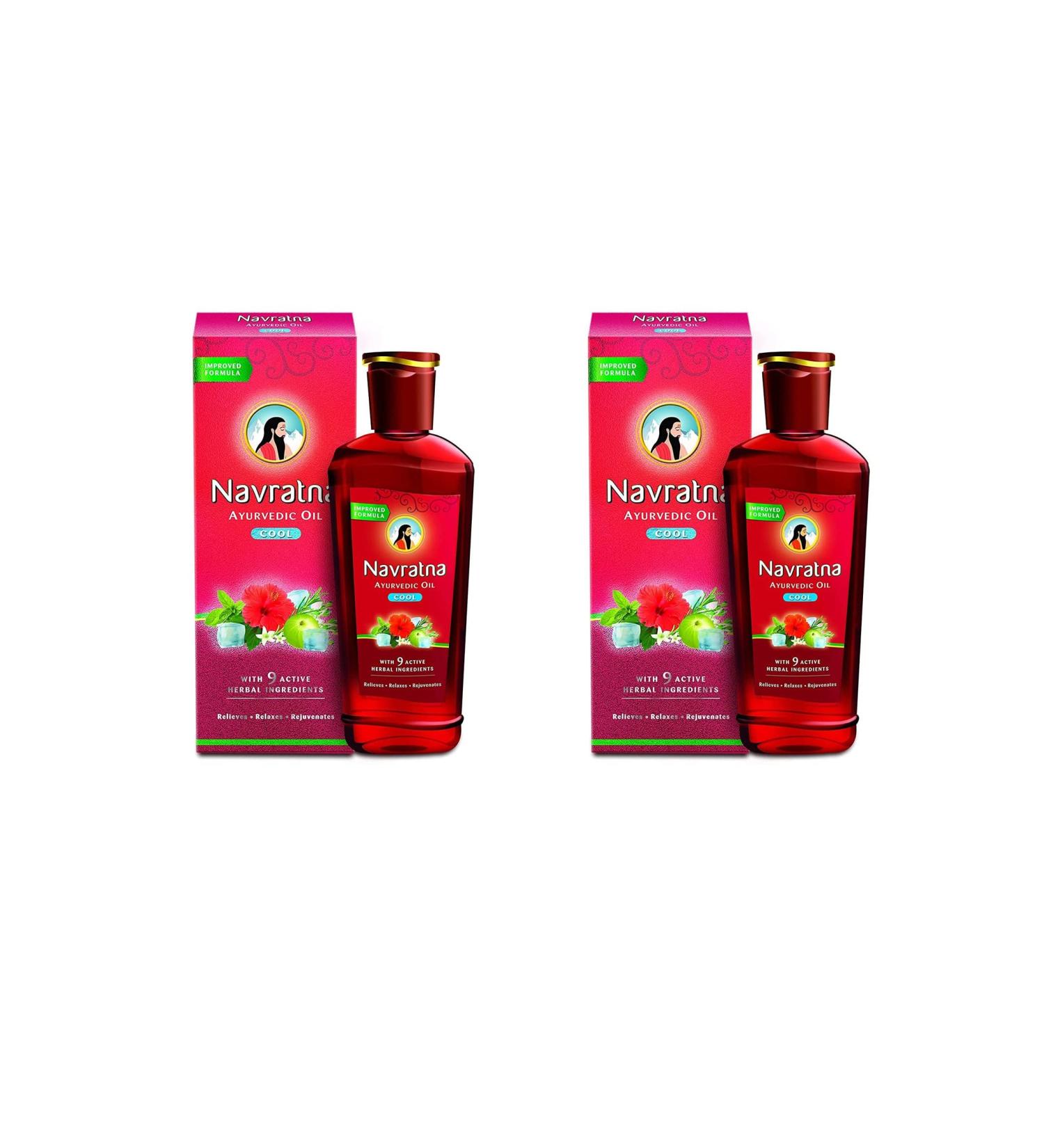 Navratna Herbs Hair Oil 200ml (2 Pack) - Herbal Cooling Oil for Hair & Body Relief | Premium Natural Oil Mixture - Buy Online on GoSupps.com