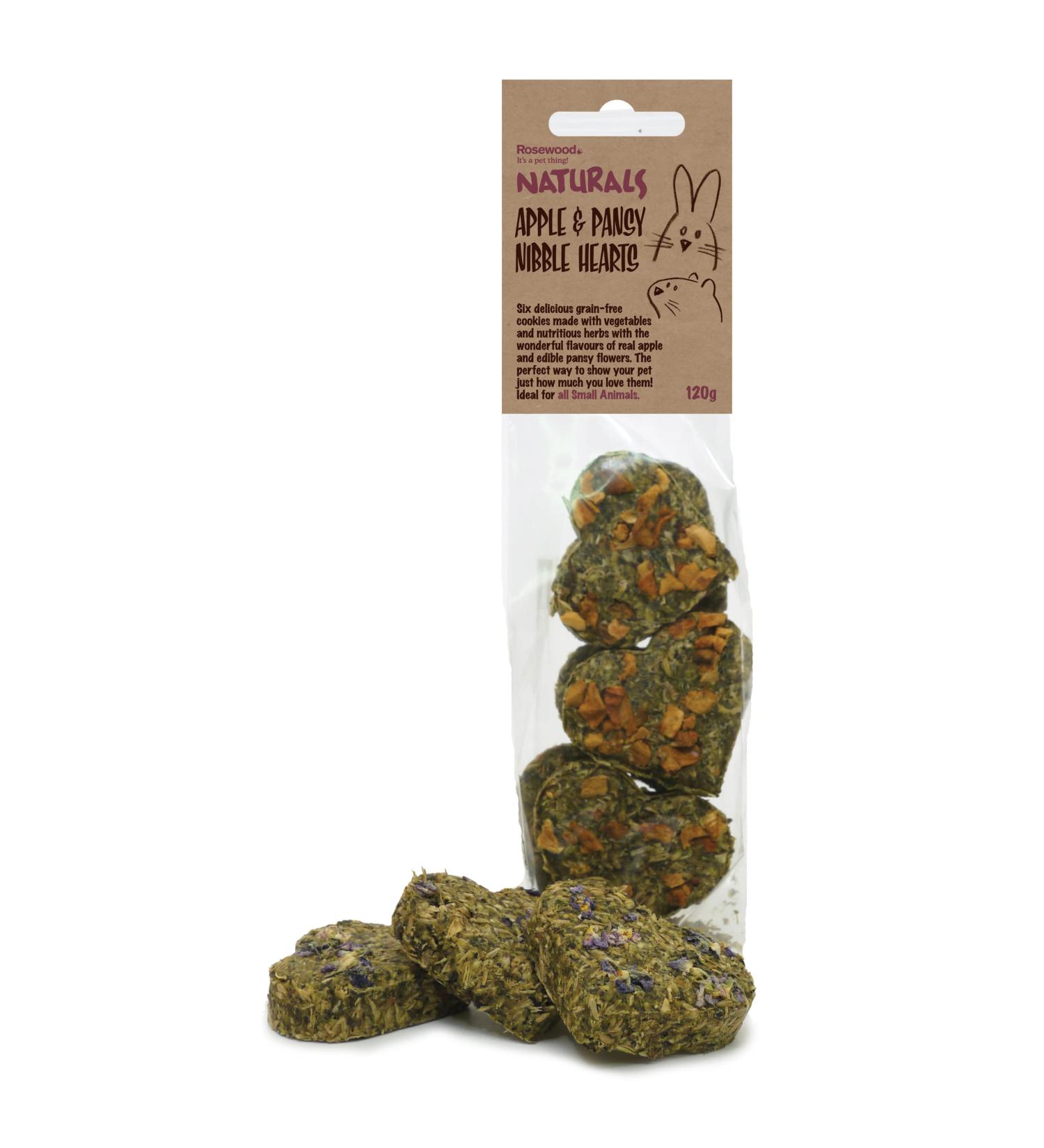 Rosewood Naturals Apple & Pansy Nibble Hearts - 120g | Rabbit & Small Animal Treats - Buy Online on GoSupps.com