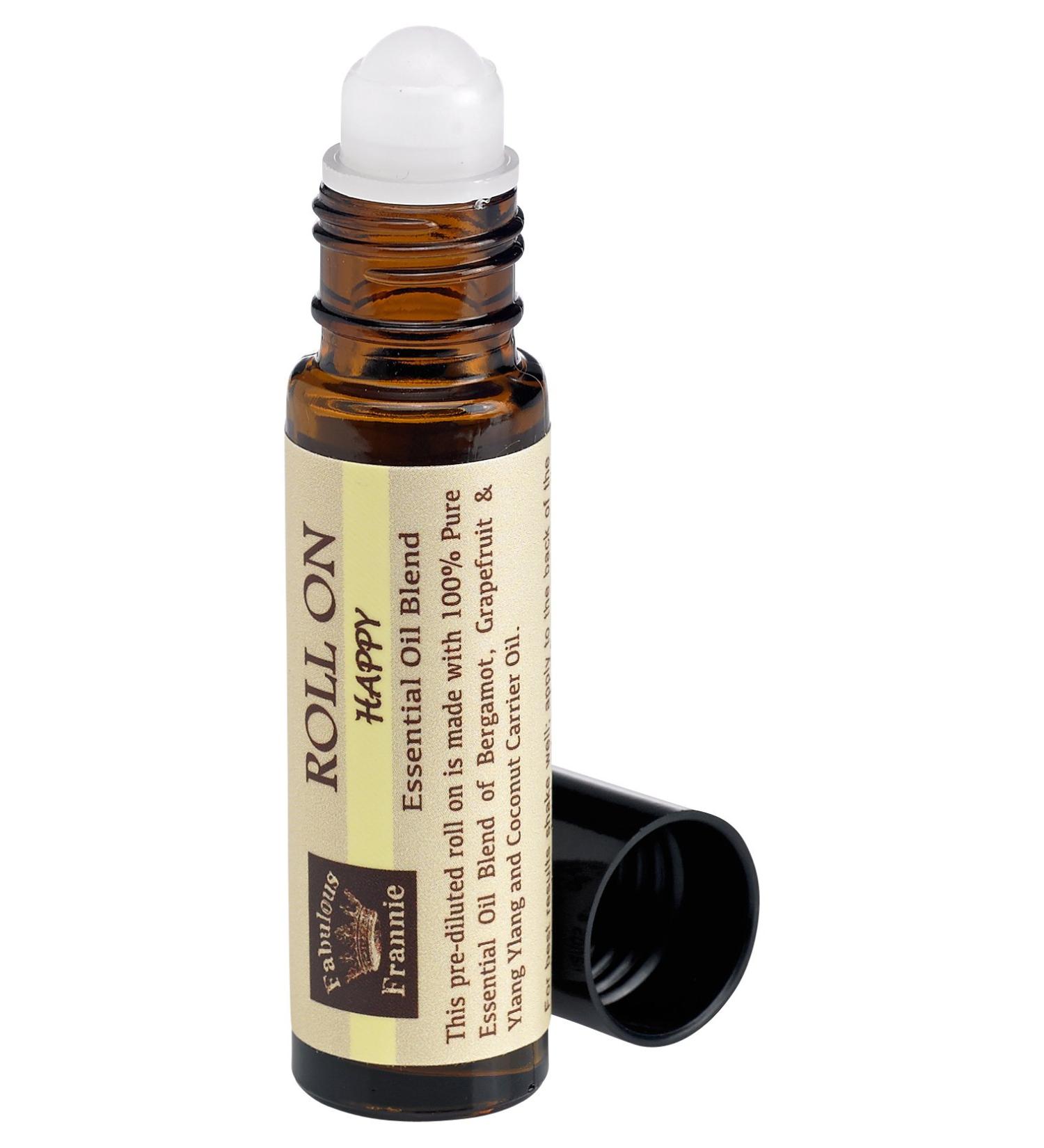 Fabulous Frannie Happy Essential Oil Blend Roll-On Pre-diluted Made with 100% Pure Essential Oil Blend of Bergamot Grapefruit Ylang Ylang and Coconut Carrier Oil 10ml (Pack of 1)