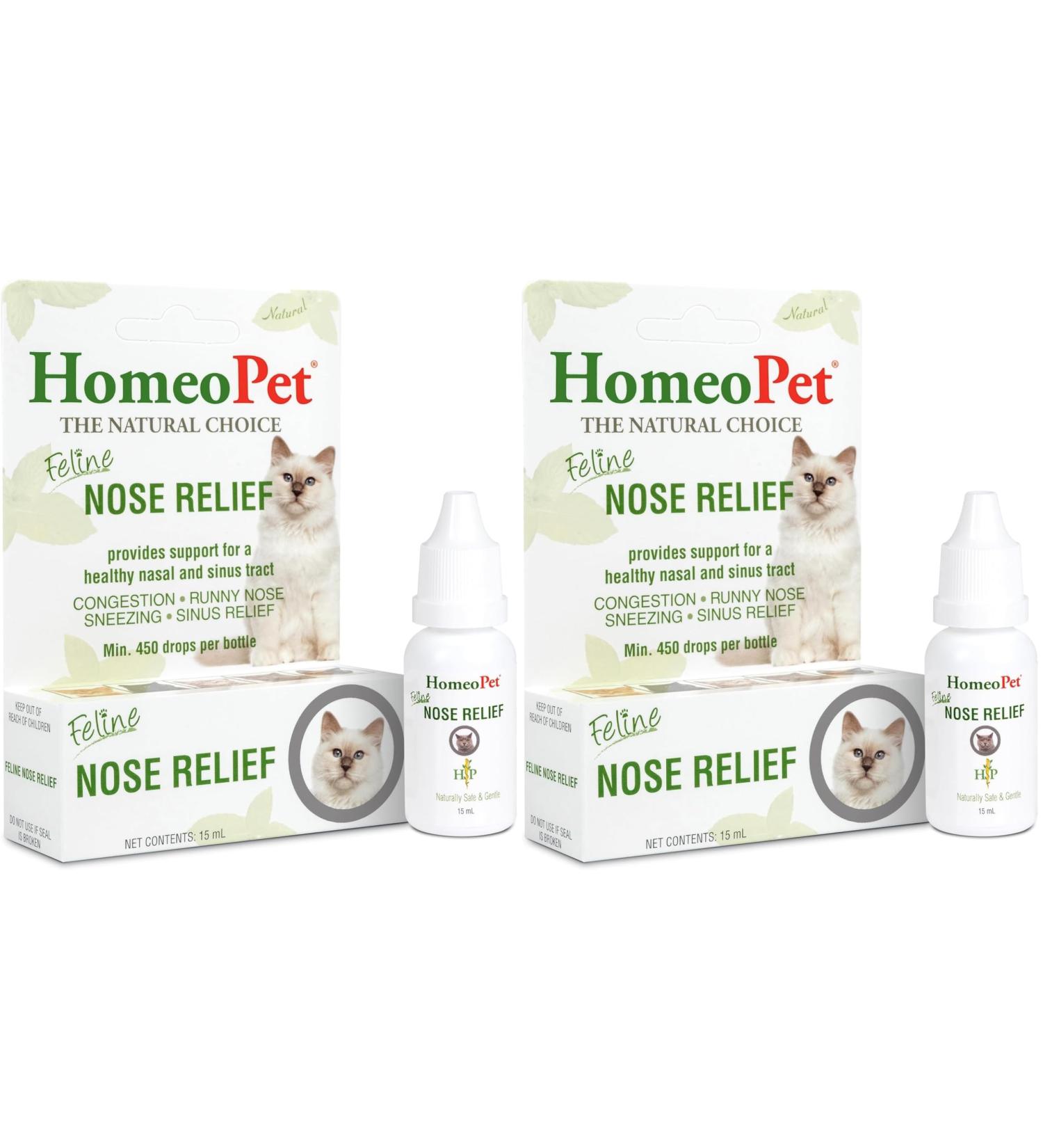 HomeoPet Feline Nose Relief Safe and Natural Nasal and Sinus Medicine for Cats Natural Pet Medicine 15 Milliliters- Pack of 2 - Buy Online on GoSupps.com