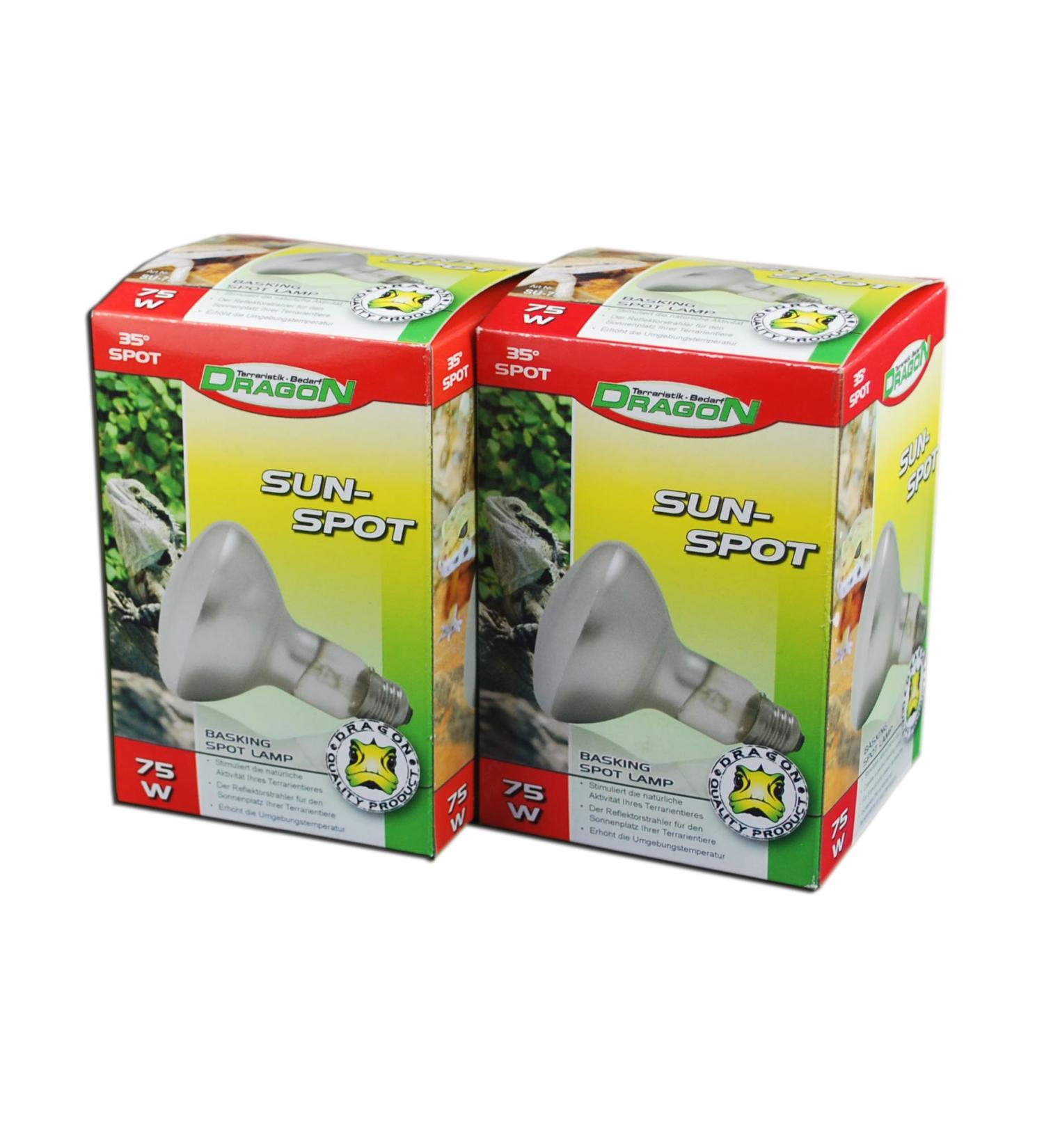 Unknown Dragon - Reptile Basking Spotlight - Sun Spot (Double Pack 75 Watt)