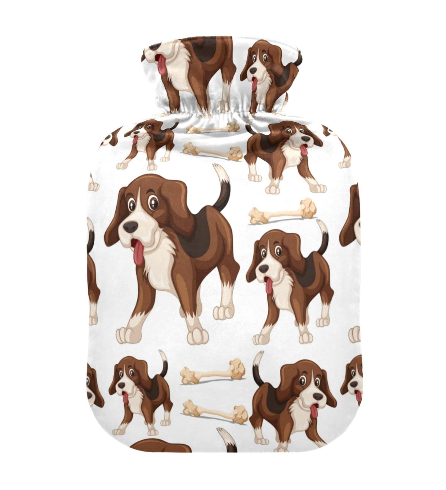 Hot Water Bottles with Cute Dog Cover - 2L Pain Relief Warm Water Bag for Pregnant Women | International Shipping - Buy Online on GoSupps.com