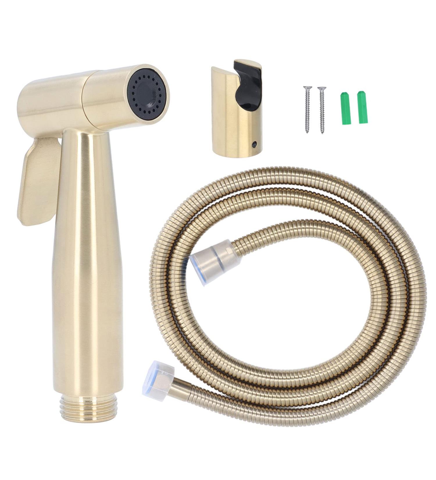 Hand Bidet Set - Stainless Steel Bidet Sprayer with Adjustable Water Pressure | Portable Space-Saving Design | Easy Installation - Gold Finish - Buy Online on GoSupps.com