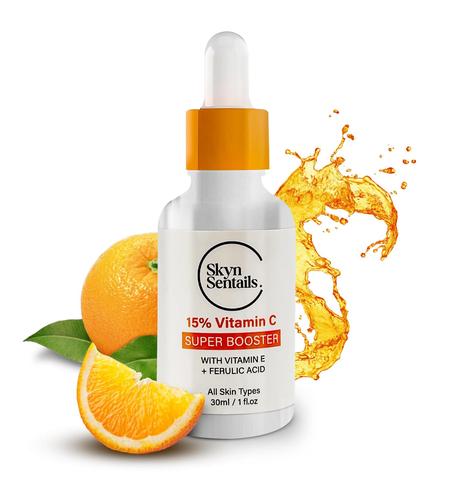 SkynSentials C15 Super Booster - Vitamin C Serum for Anti-Aging Wrinkle Repair & Skin Brightening - Buy Online on GoSupps.com