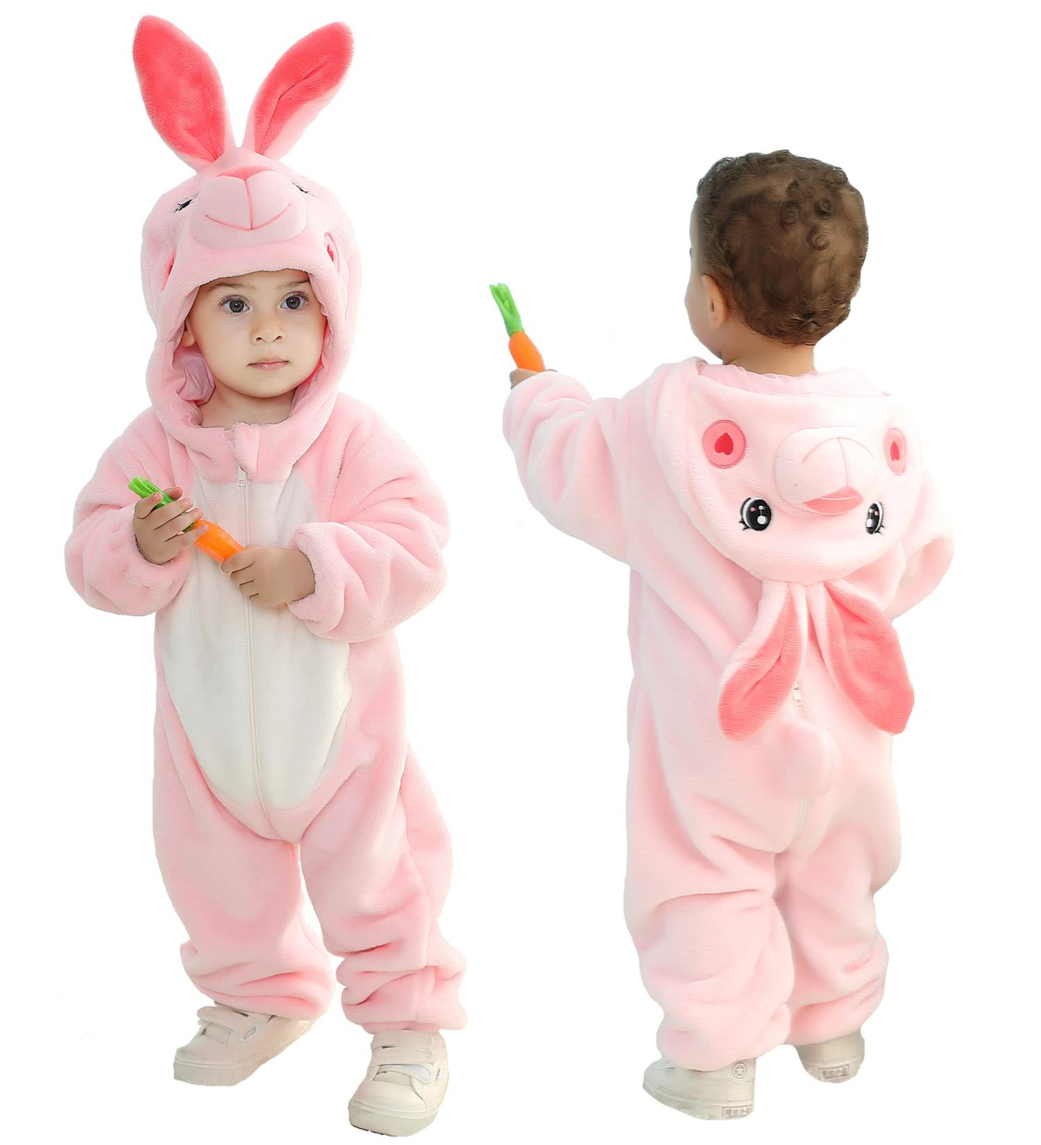 Doladola Baby Cartoon Animal Hooded Onesie Pajamas - Rabbit | 3-6 Months - Buy Online on GoSupps.com