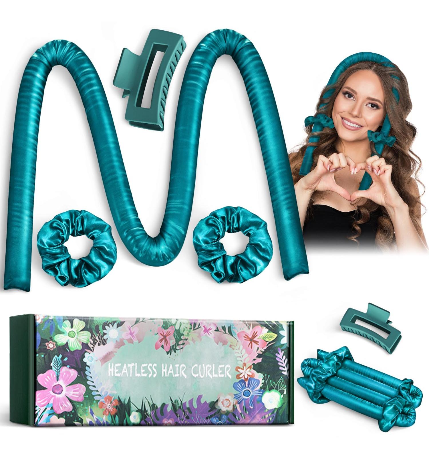 Sactercon High Resilience Sponge Heatless Curlers Headband - DIY Long Hair Styling Tool for Overnight Heatless Curls - No Heat Silk Curling Ribbon - Green - Buy Online on GoSupps.com