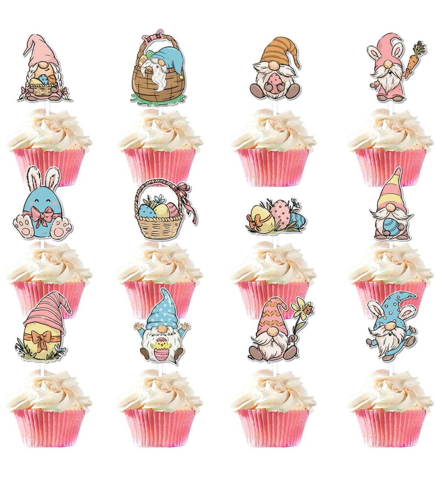 Easter Cupcake Topper Happy Easter Cupcake Toppers Easter Party Supplies Cake Decoration(24pcs) - Buy Online on GoSupps.com