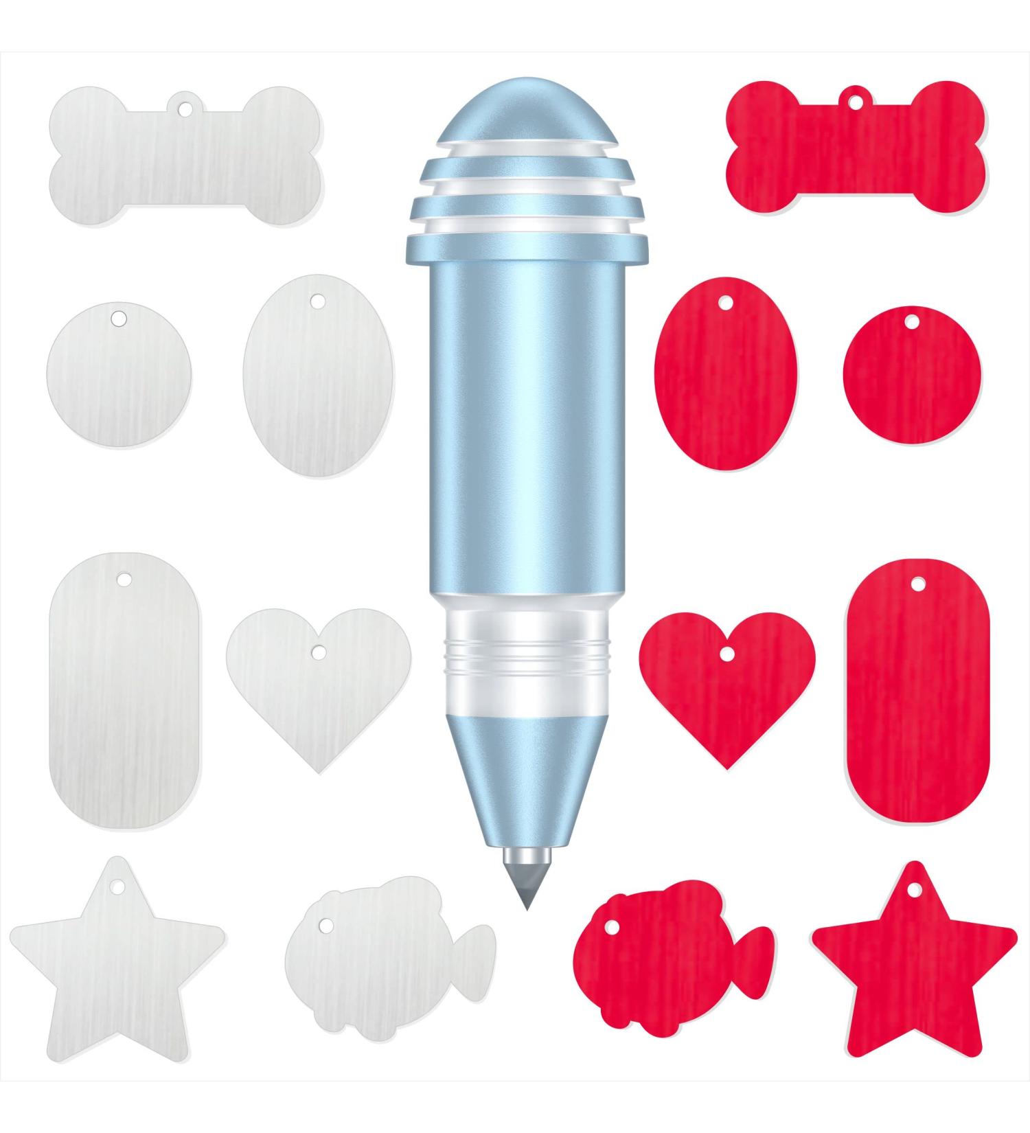 Engraving Tip for Cricut Joy  with 2 Color & 7 Lovely Blank Tags  Shape of Dog Bone  Heart  Circle  Star  Fish  Oval  Rectangle Navy Blue - Buy Online on GoSupps.com