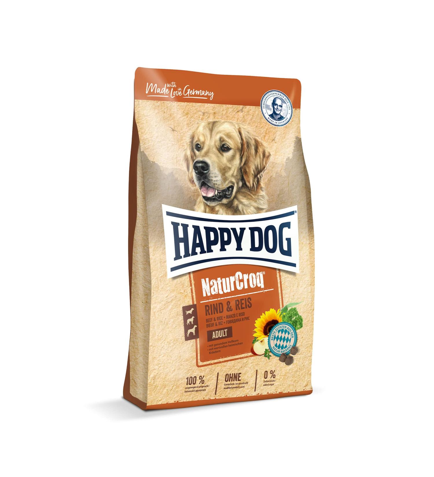 Happy Dog 60520 NaturCroq Beef & Rice - Premium Dry Dog Food with Local Herbs for Adults - 1 kg Pack - Buy Online on GoSupps.com