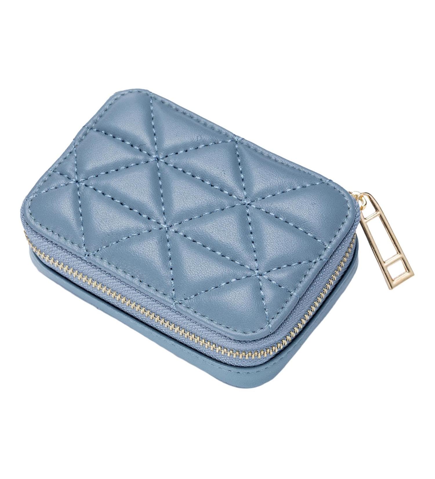 Blue Lipstick Case with Mirror - Portable Leather Makeup Organizer & Travel Purse for Birthday Gifts - Buy Online on GoSupps.com