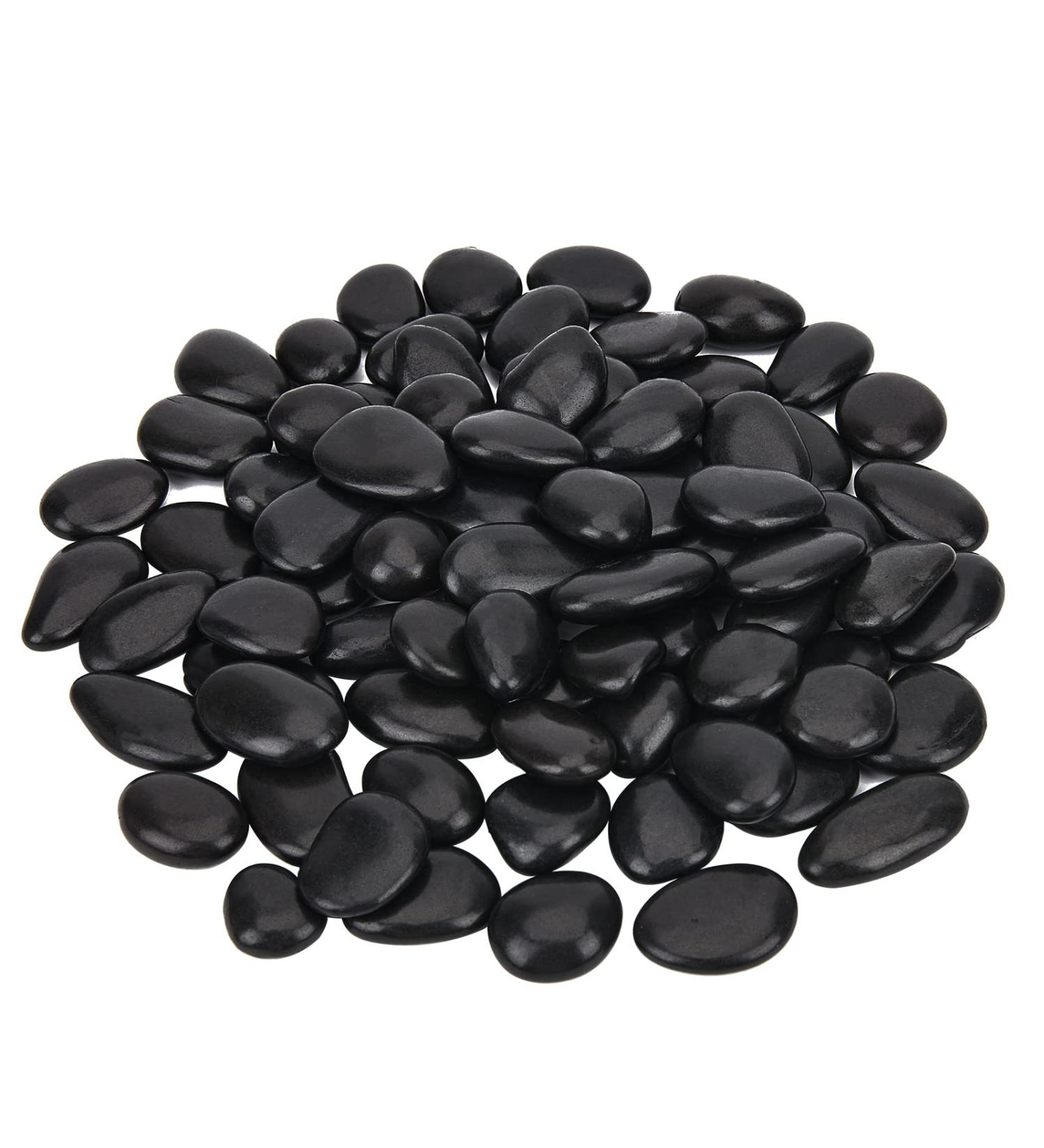 Hisredsun 3.96 lb Black Polished Stones Natural River Pebbles Gravel for Aquarium Flowerpot Landscaping Vase Fillers and Garden Decoration 1.8 Kilograms Black - Buy Online on GoSupps.com