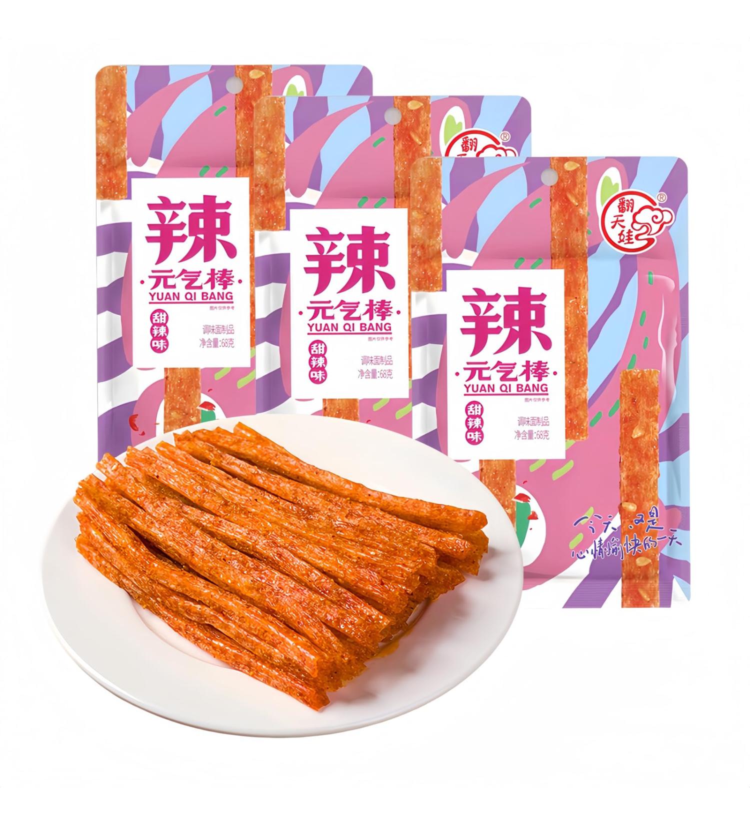MKSDDF -Latiao 68g * 3 Packs Of Spicy Strips Chinese Classic Snacks Vegetarian Snacks Casual Snacks Spicy Snacks Latio Snac - Buy Online on GoSupps.com