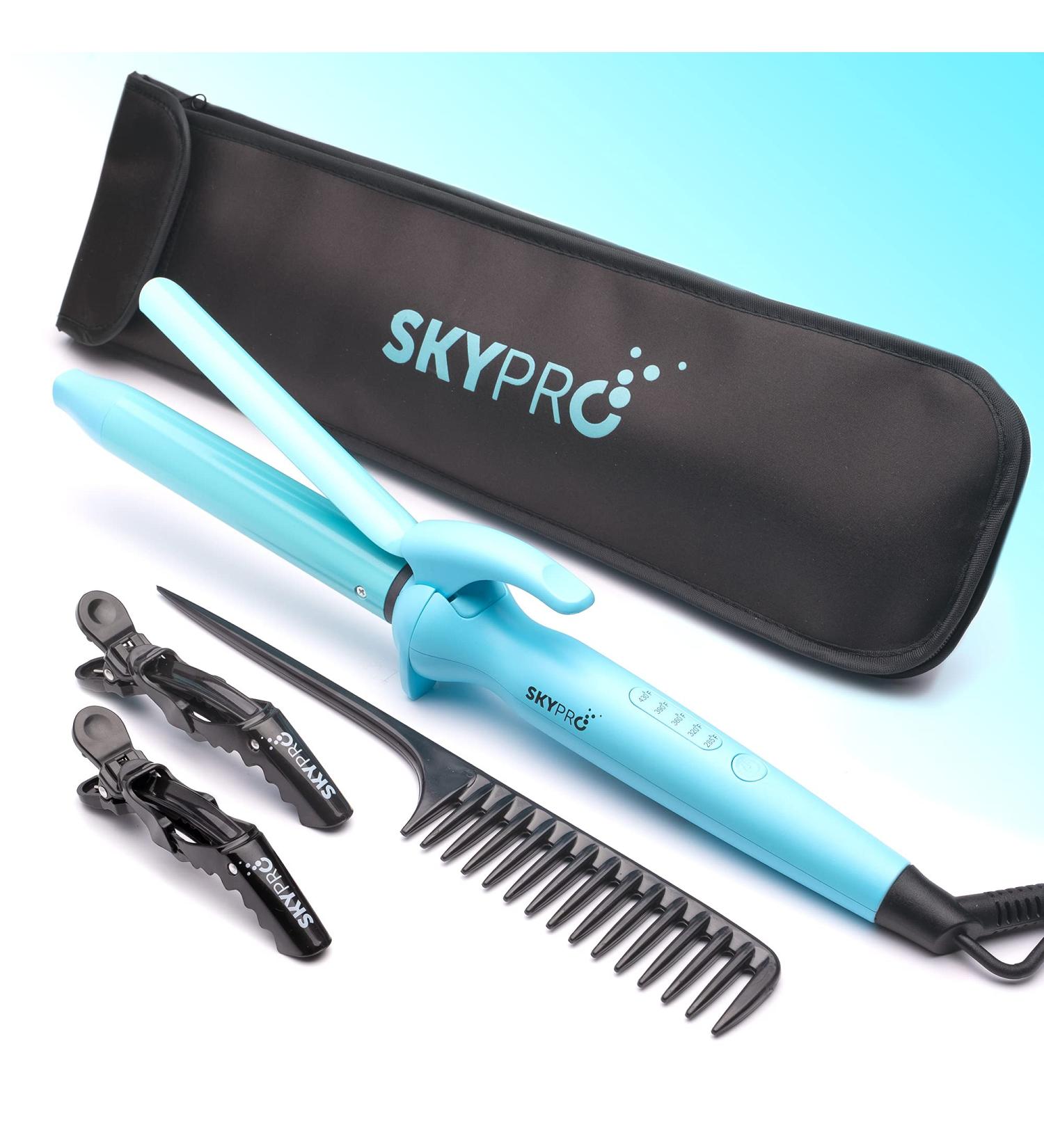SKYPRO Professional 1 Inch Hair Curling Iron with Bonus Travel Pouch | Ceramic Barrel & Firm Clamp | Ideal for Short to Mid-Length Hair - Buy Online on GoSupps.com