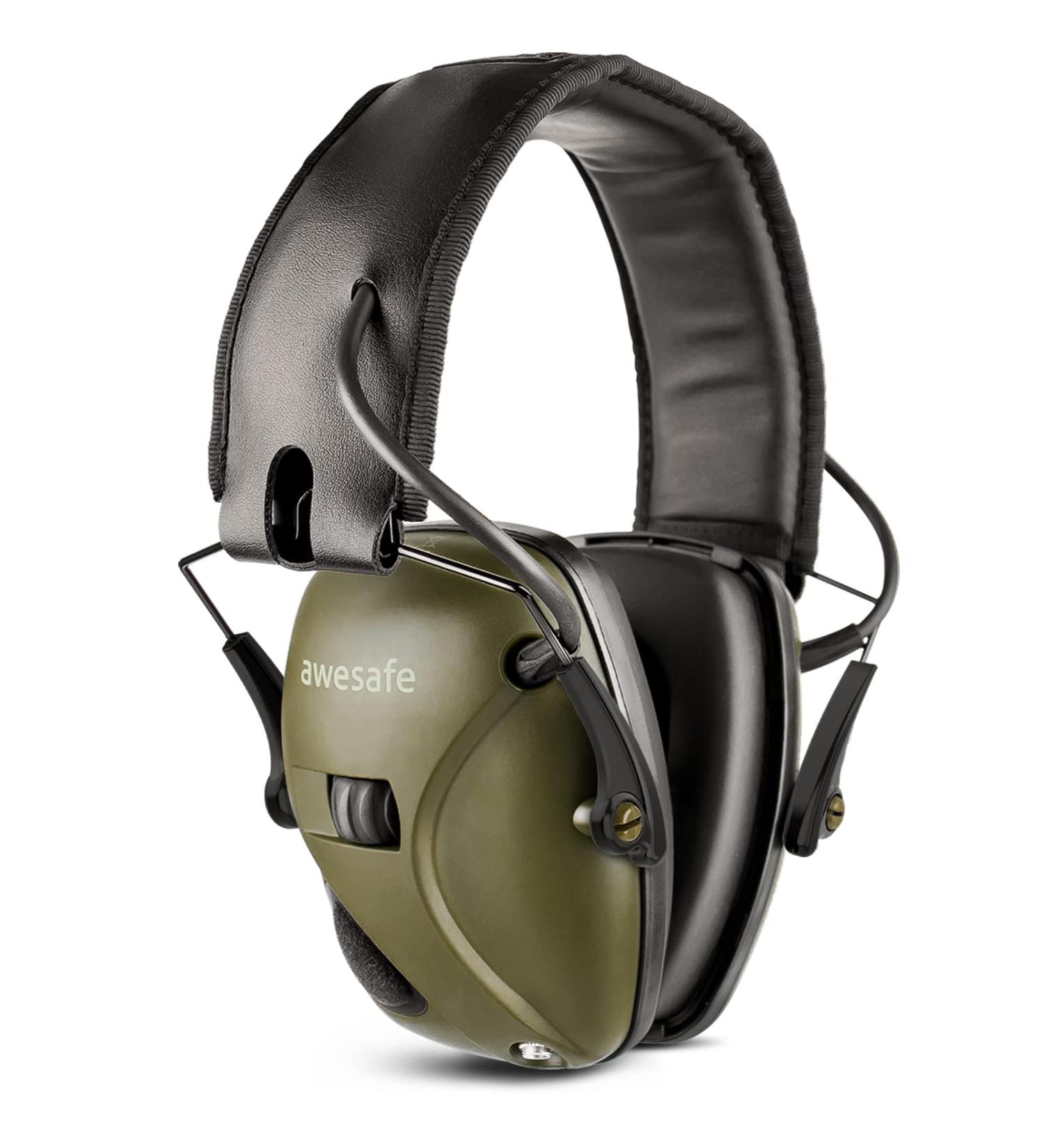 awesafe Electronic Shooting Earmuffs Ear Hearing Protection Headphones for Shooter Noise Reduction Sound Amplification Army Green - Buy Online on GoSupps.com