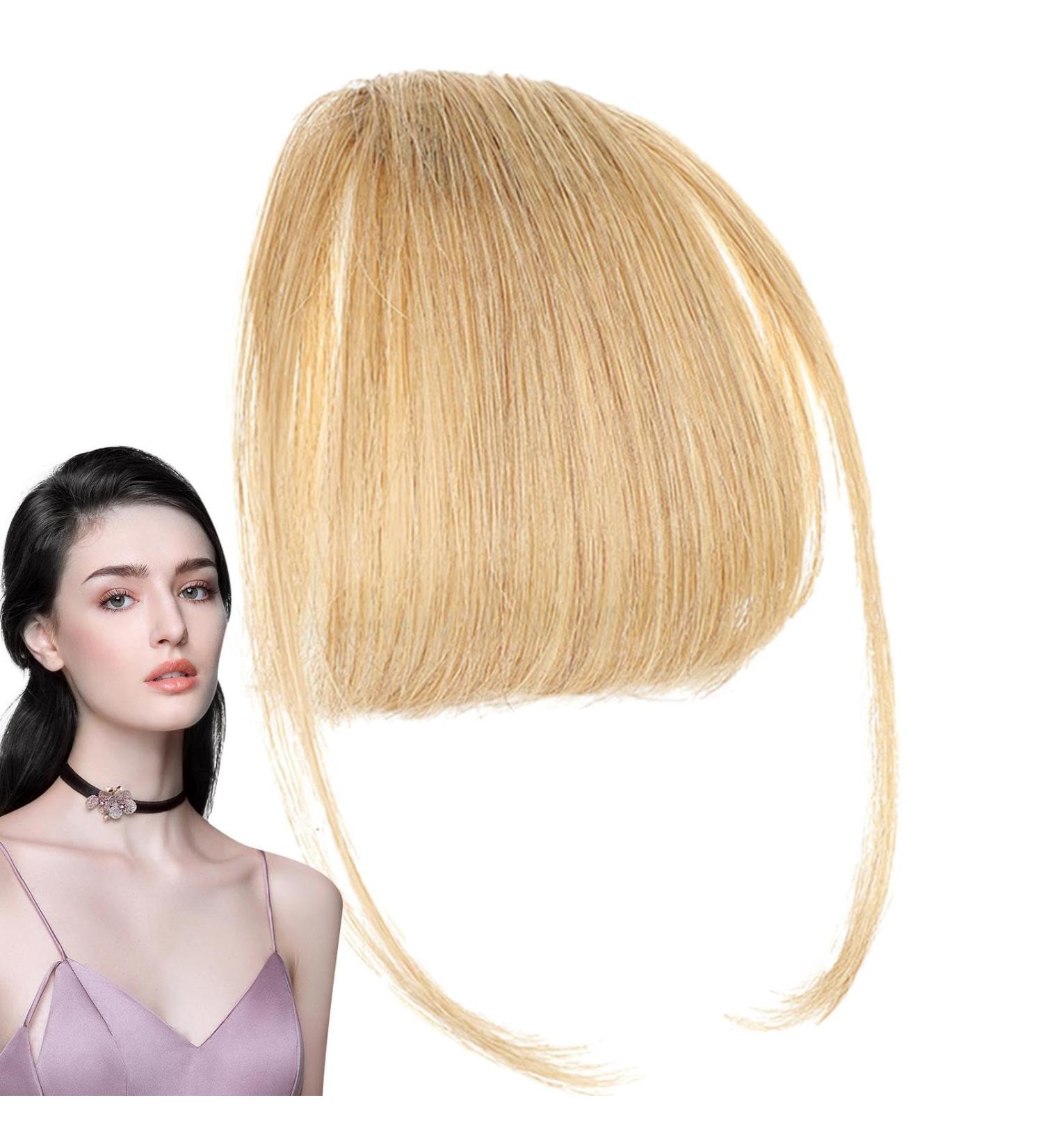 Generic Bang Extensions Clip Human Hair - French Bangs Clip on Hair Bangs Extensions Neat Bangs Hair Extension French Bangs Clip On Fake Bangs Fringe Stylish Fringe Hairpieces for Dinner Date gold - Buy Online on GoSupps.com
