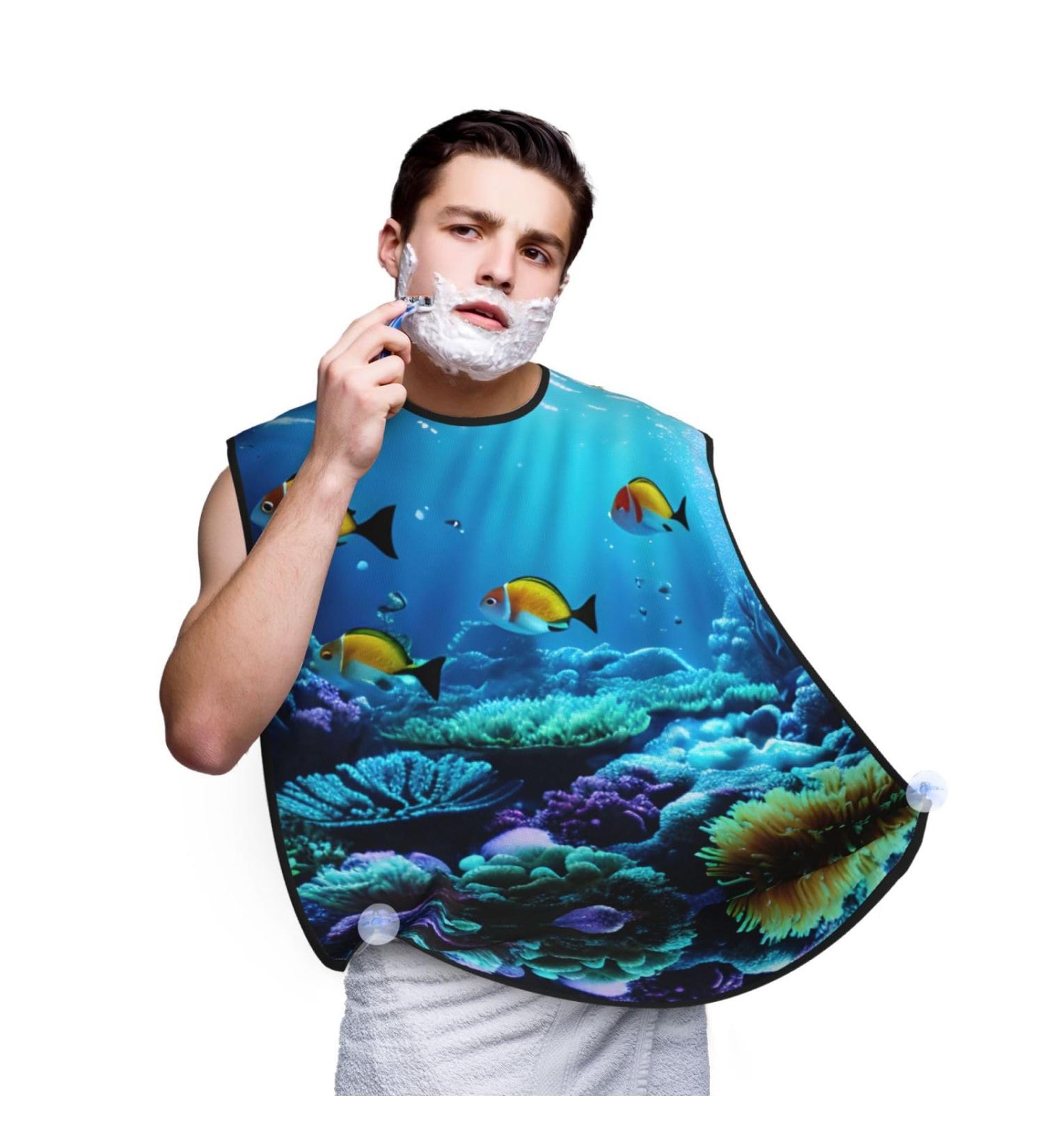 Tranquil Underwater Beard Bib Apron for Men | Hair Catcher & Cape Cloth for Shaving & Trimming - Buy Online on GoSupps.com