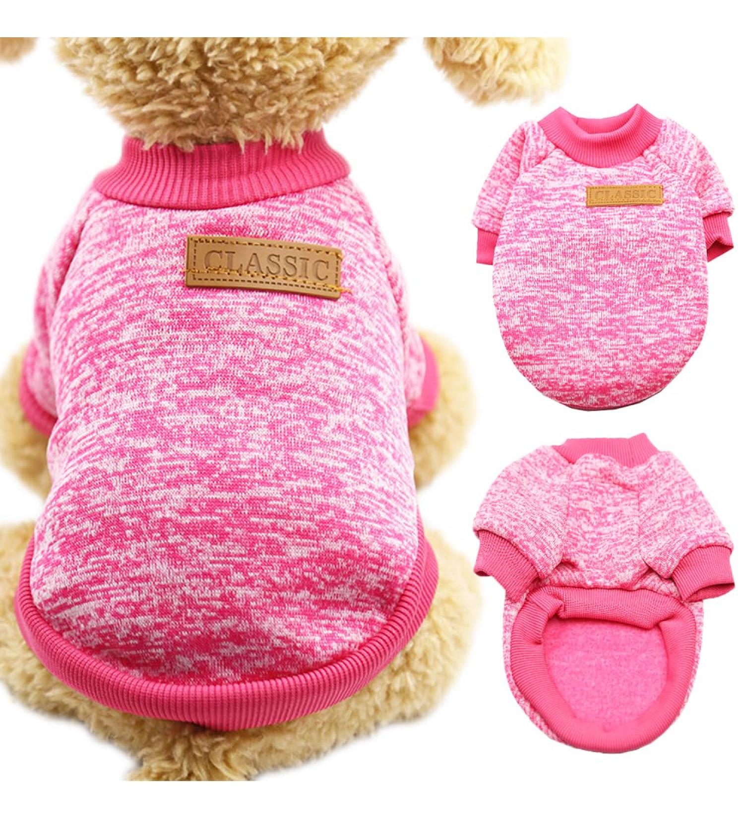 Buy Warm Dog Sweater - Cozy Gray & Pink Pet Clothing for Small & Medium Dogs - Winter Dog Sweaters - Buy Online on GoSupps.com