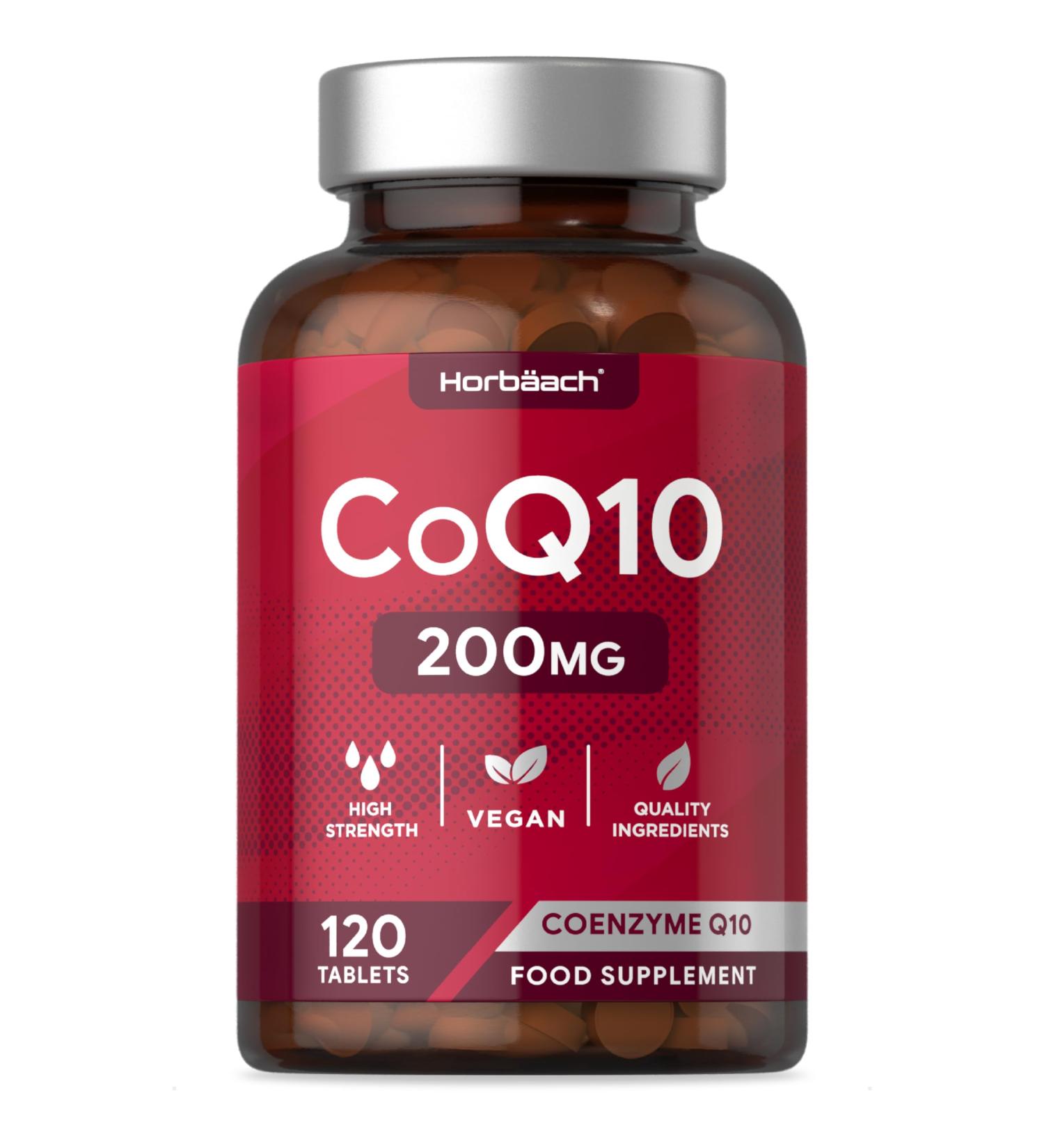 Coenzyme Q10 200mg | High Strength CoQ10 Tablets | 120 Count | Suitable for Vegetarians & Vegans | by Horbaach - Buy Online on GoSupps.com