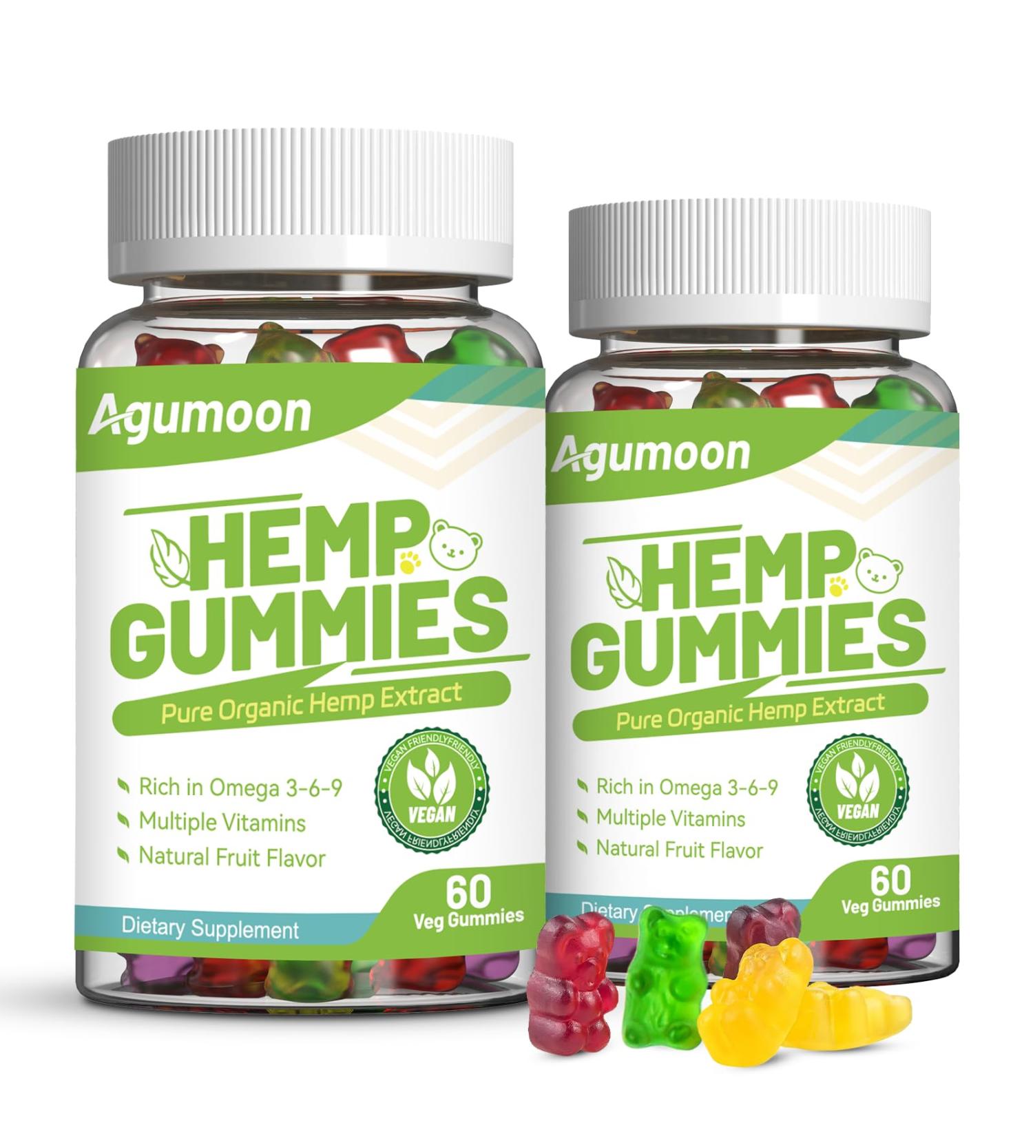 Hemp Gummies 2 Packs High Potency Edible Relaxing Gummy with Natural Hemp Oil Extract - Vegan Low Sugar Non-GMO - 120 Counts 60 Count (Pack of 2) - Buy Online on GoSupps.com