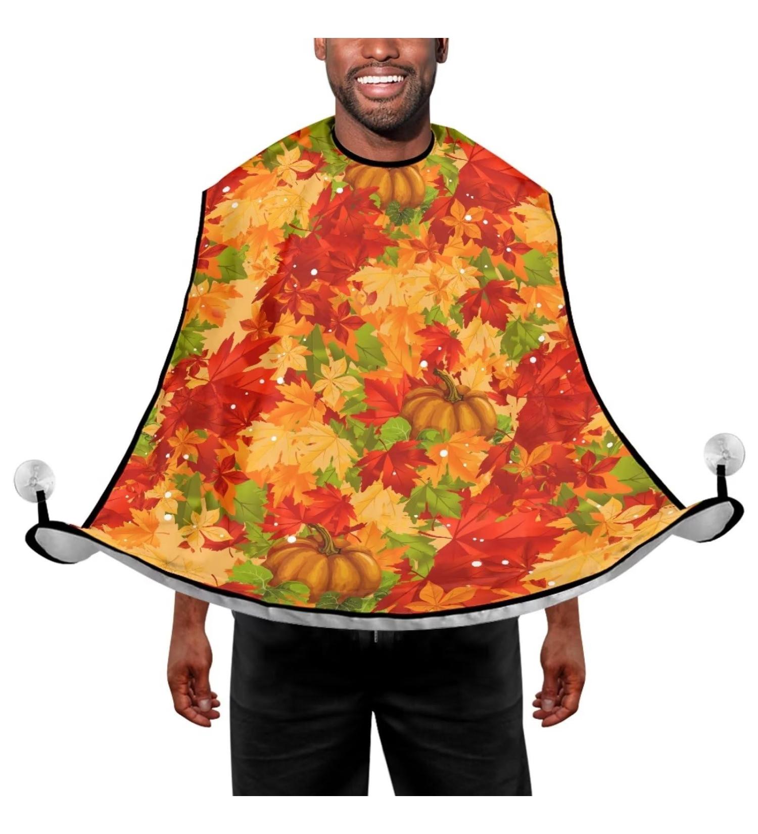 Gomyblomy Thanksgiving Beard Apron for Men - Waterproof Non-Stick Shaving Bib with 4 Suction Cups - Perfect Maple & Pumpkins Grooming Gift - Buy Online on GoSupps.com