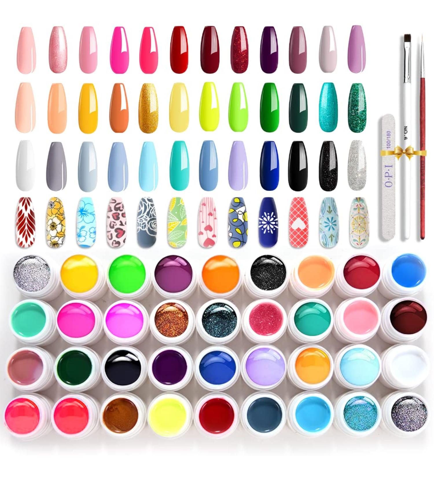 36 Colors Gel Nail Polish Kit with 2 Nail Brushes | Nail Art Set for Salon Quality Designs | Esmaltes para U as en Gel 39 Piece Set - Buy Online on GoSupps.com