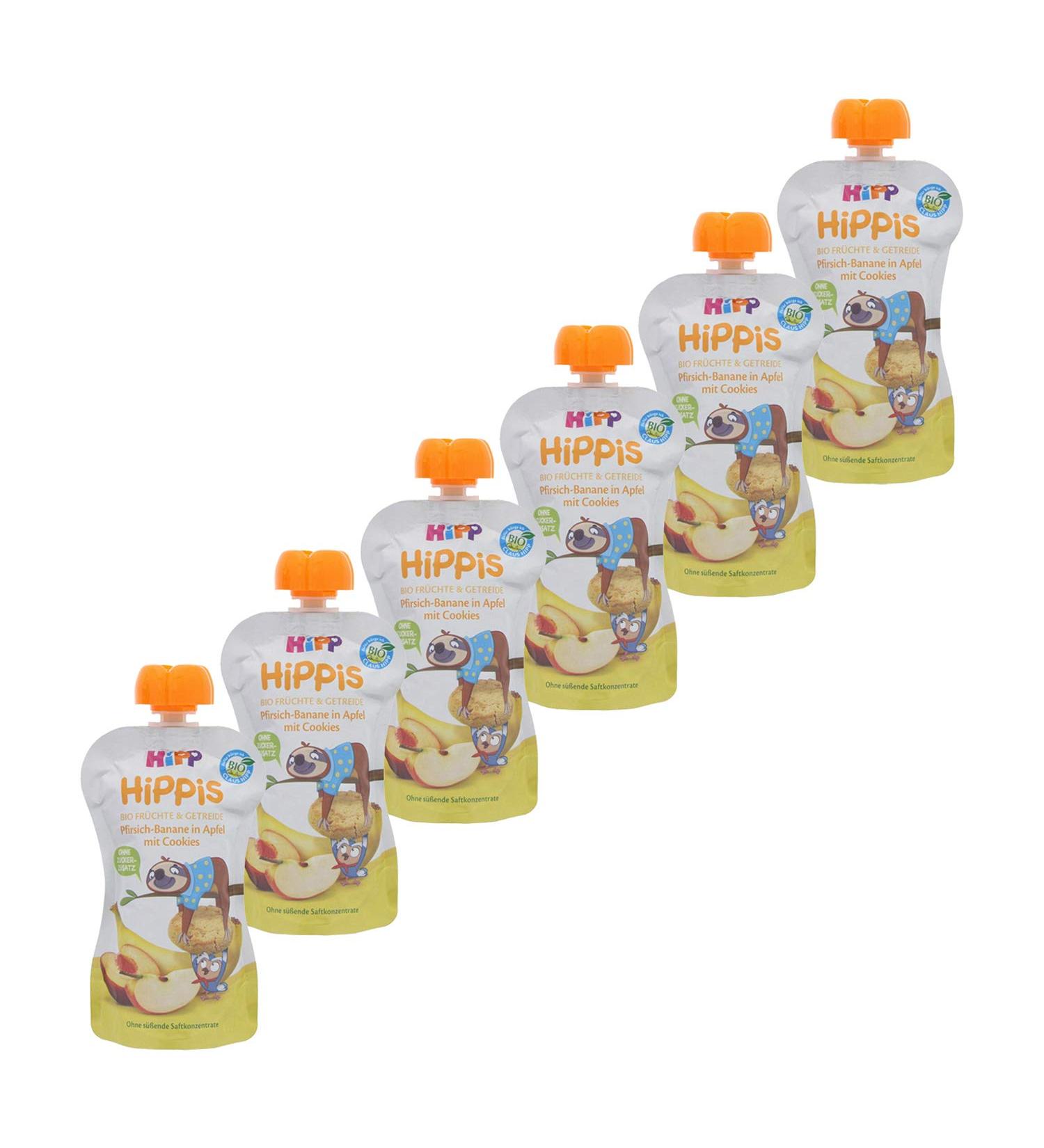 Buy Hipp Hippis Organic Squirrel Fruit & Cereals - Peach Banana with Cookies 100% Sugar-Free 6 Pack (6 x 100g) - International Shipping Available - Buy Online on GoSupps.com