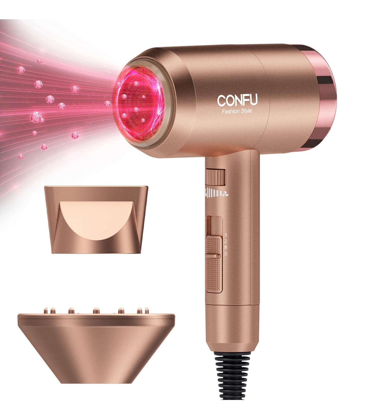 CONFU Professional Hair Dryer 1800W with Negative Ions - 2 Speeds, 3 Heat Settings - Fast Drying - Rose Gold - Buy Online on GoSupps.com