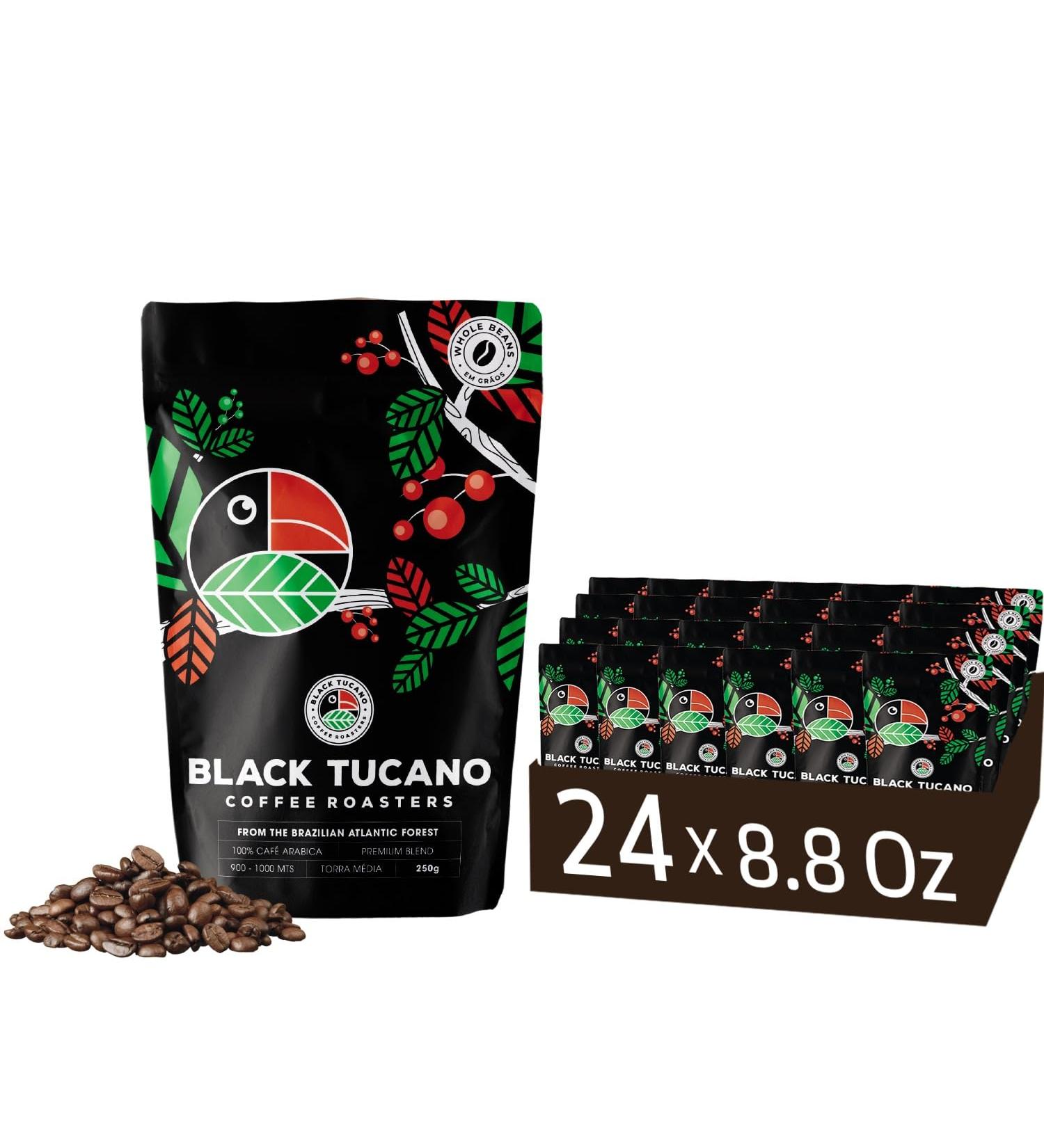 Black Tucano Brazilian Specialty Medium Roast Premium Blend Coffee - Premium 86+ Points Whole Bean - 250g 24 Pack - Buy Online on GoSupps.com