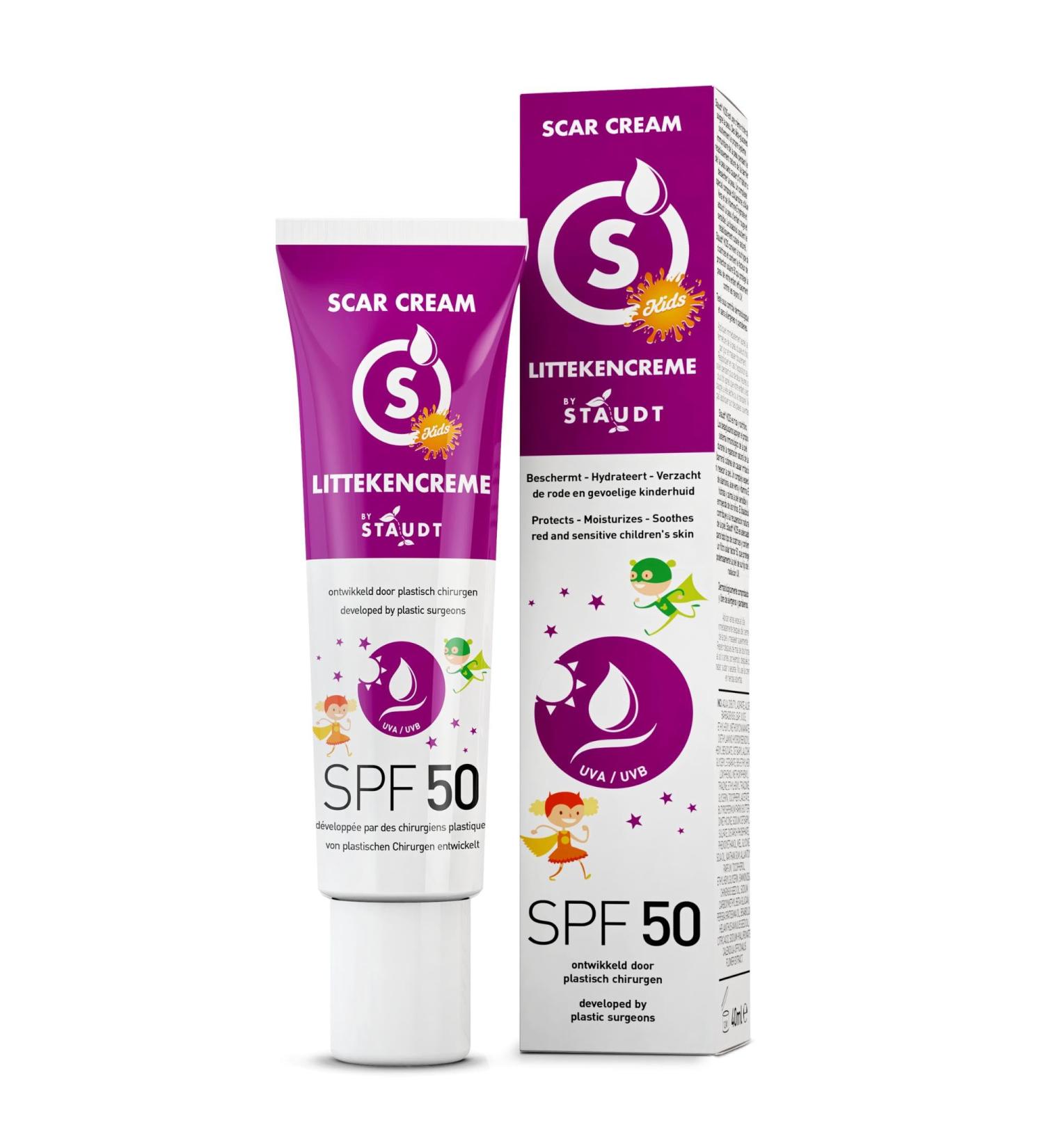 Staudt SPF50 Children's Cicatricielle Cream - Pediatric Silicone Gel for Sensitive Skin - Moisturizing Formula with Allantoin and Aloe - UV Protection Scar Cream - 40 ml - Buy Online on GoSupps.com