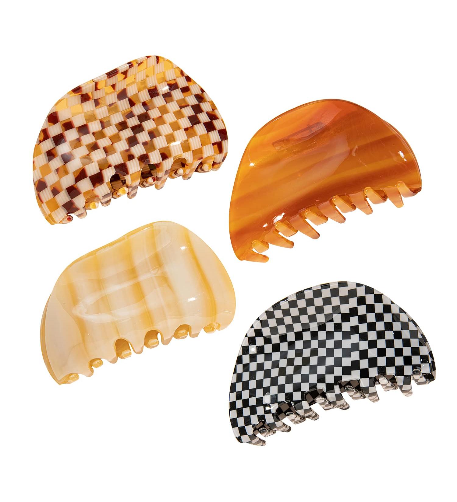 TODEROY Checker Claw Clips for Women - No-Slip Grip Lattice Design Hair Jaw Clips - 80's Aesthetics Large Hair Accessories - Plaid+Streamer - Buy Online on GoSupps.com