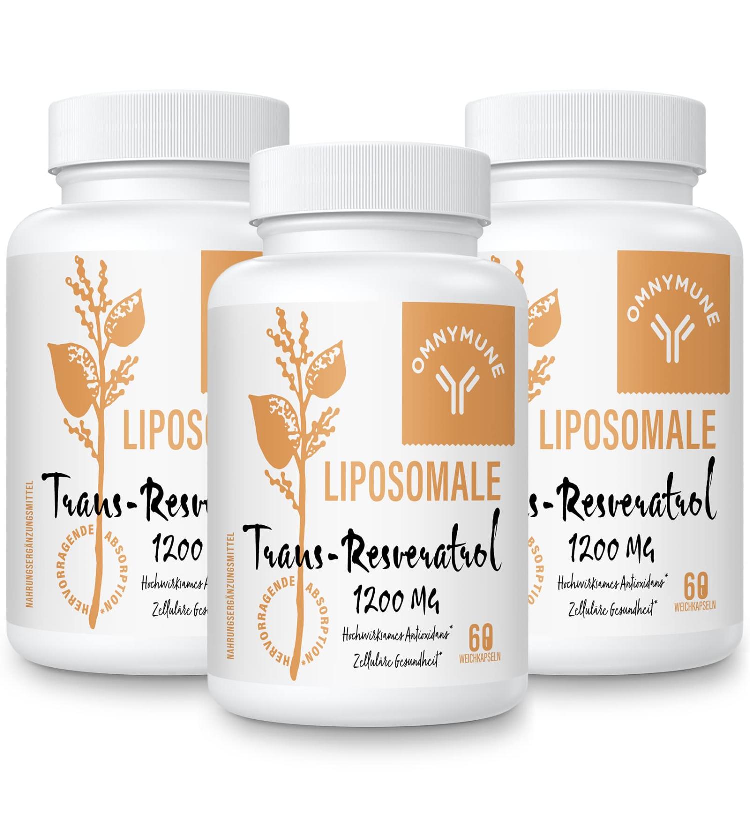 Buy High-Dose Liposomal Trans-Resveratrol 1200mg Capsules - 98% Pure Japanese Knotweed | 180 Capsules (3-Pack) - Premium Antioxidant Supplement for Optimal Health - Buy Online on GoSupps.com