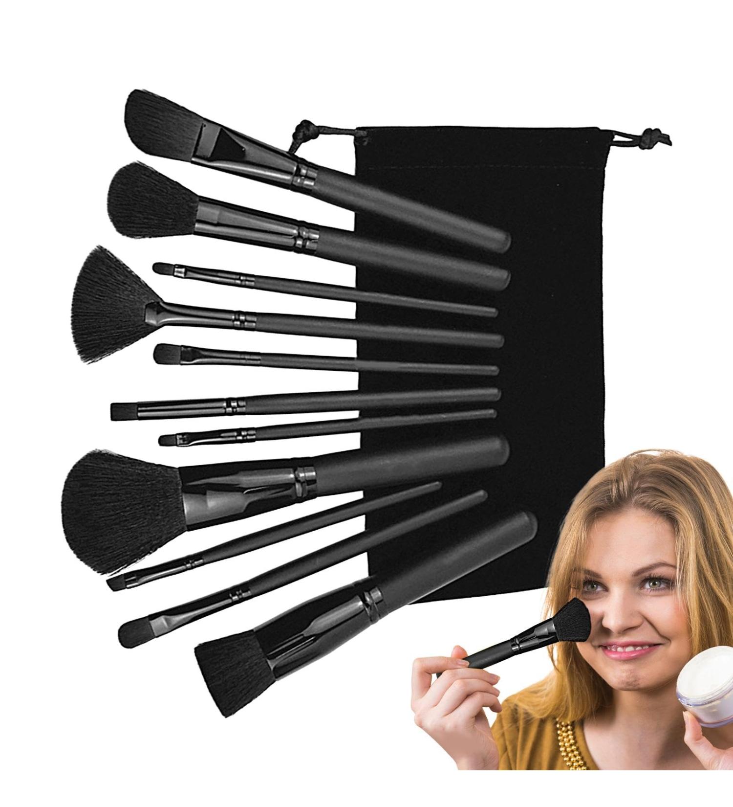 Makeup Brushes Kit Full Face Eye Brush | Makeup Brushes For Teen Girls Small Makeup Brush Set Sleek Black Design For Eyeshadow Powder Perfect - Buy Online on GoSupps.com
