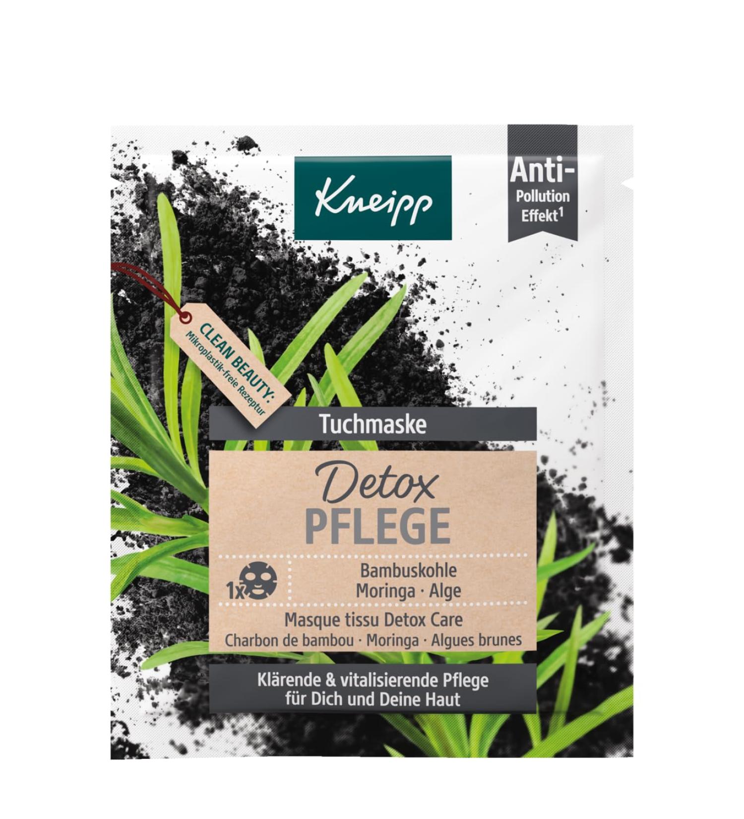 Kneipp Detox Cloth Mask - Bamboo Charcoal Moringa & Algae for Clarifying & Vitalizing Skin | 1 Piece | International Shipping - Buy Online on GoSupps.com