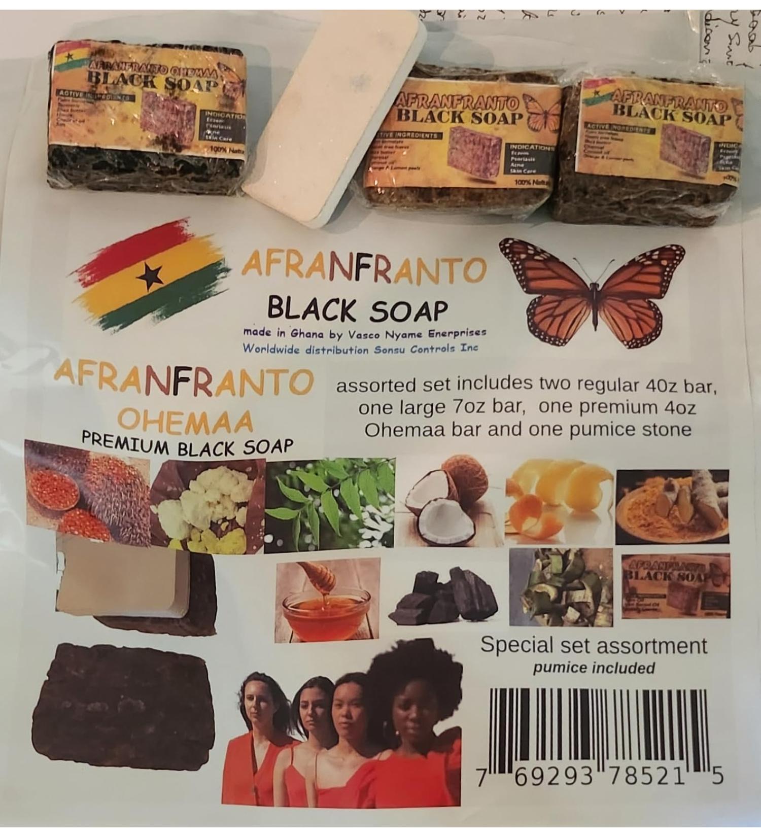 Buy Ohemaa Premium Large Subtle Scented African Black Soap with Pumice - Set of 5 | Natural Dark Brown Textured Soap for All Skin Types - Buy Online on GoSupps.com