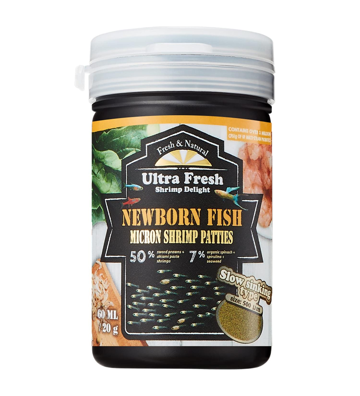 Ultra Fresh Baby Fish Food  50% Sword Prawns Shrimps  Slow Sinking  Substitute for Baby Brine Shrimp  for Fry's Health and Cleaner Water  New Born Fish Micron Shrimp Patties 0.7oz - Buy Online on GoSupps.com