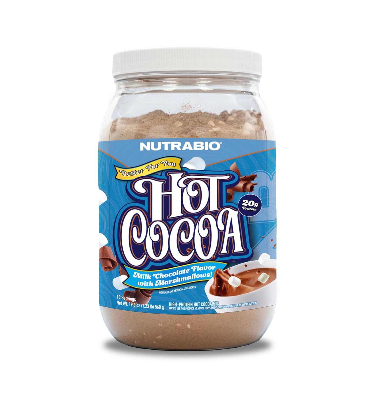 NutraBio Hot Chocolate Protein Powder | Muscle Recovery & Strength | Low Calorie & Low Carb | 20g Protein per Serving | 18 Servings - Buy Online on GoSupps.com