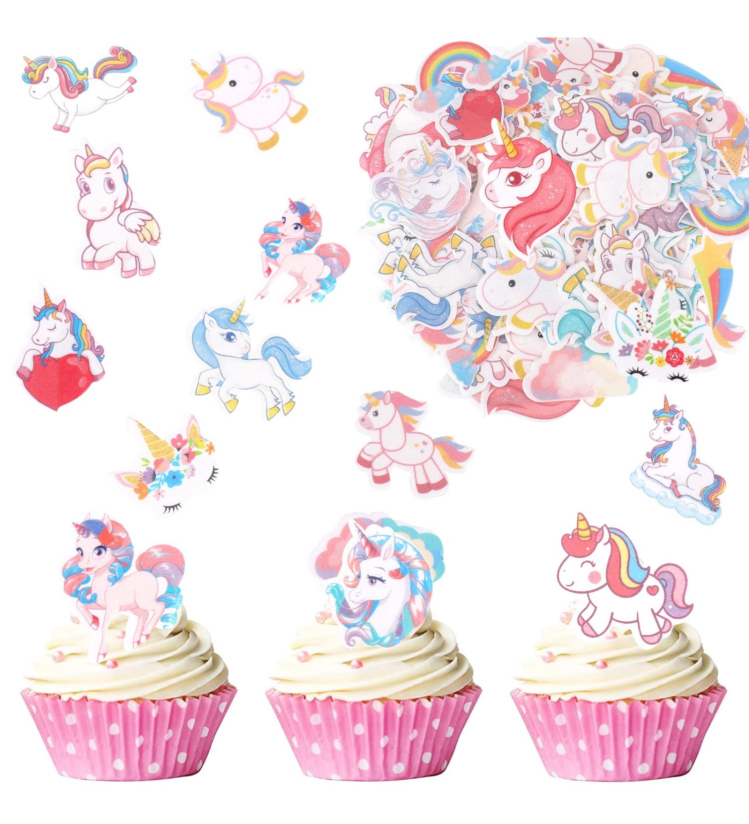 Catelves 80-Piece Unicorn Edible Cake & Cupcake Decorations | Perfect Unicorn Themed Party Supplies - Buy Online on GoSupps.com