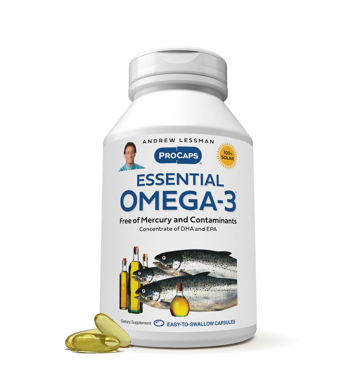ANDREW LESSMAN Essential Omega-3 Unflavored - 180 Softgels - Ultra-Pure High Potency Omega-3 Oils. High DHA No Stomach Upset No Contaminants No Mercury. Small Easy to Swallow Softgels 180 Count (Pack of 1) - Buy Online on GoSupps.com