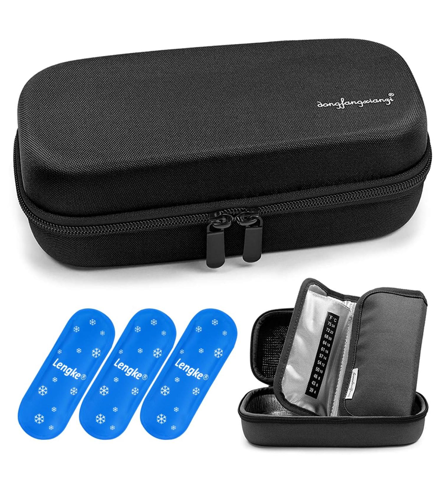 Youshares Insulin Cooling Bag Eva Diabetic Bag for Insulin Pens & Accessories with 3 Nylon Cooling Packs (Black) | Shop Now - Buy Online on GoSupps.com