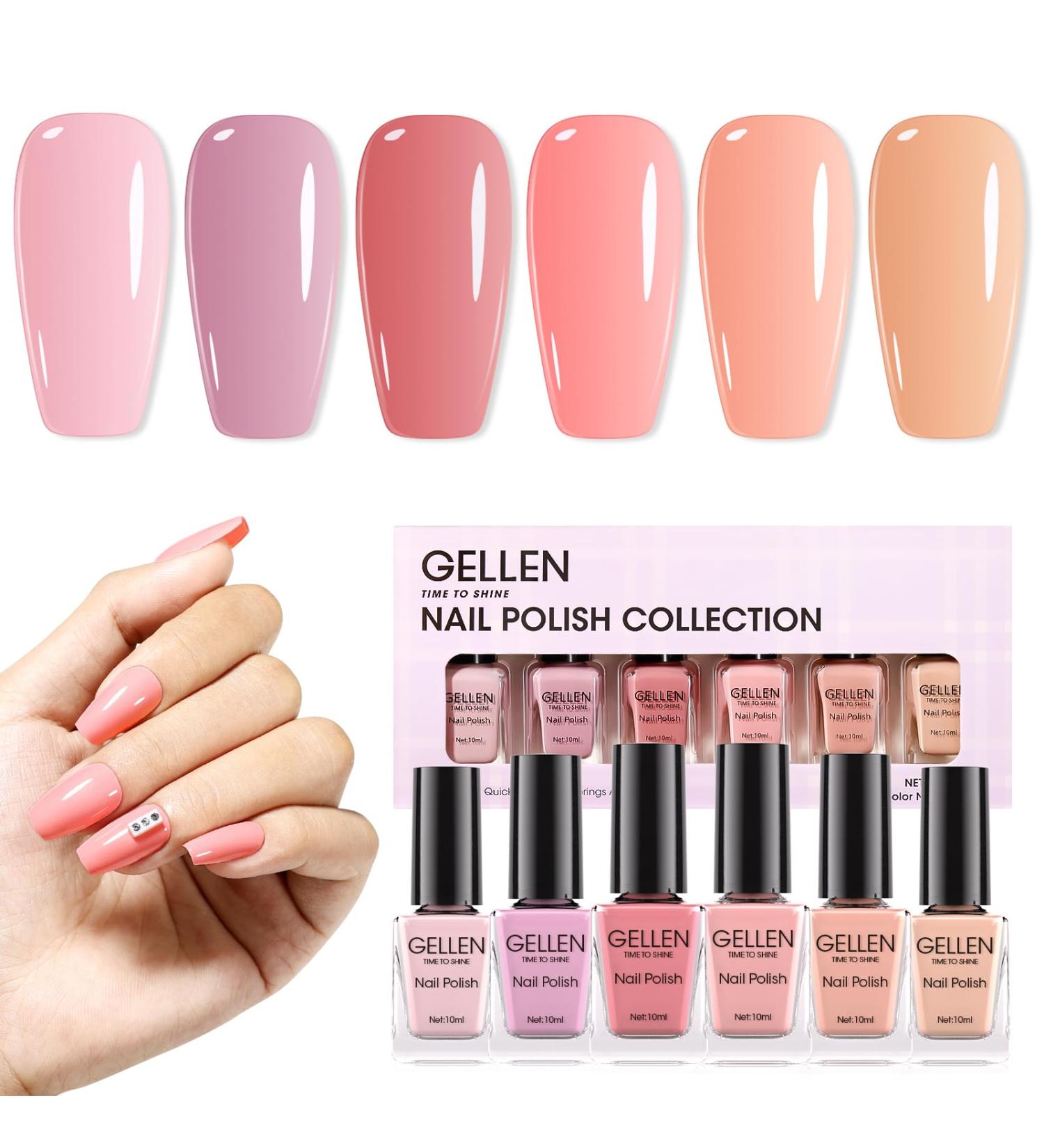Gellen Nail Polish Set - 6 Nude Pink Color Gel Nail Polish Quick Dry Nail Polish Air Dry Nail Polish Nail Art Designs DIY Home Gel Manicure Set Ballerina Slippers - Buy Online on GoSupps.com